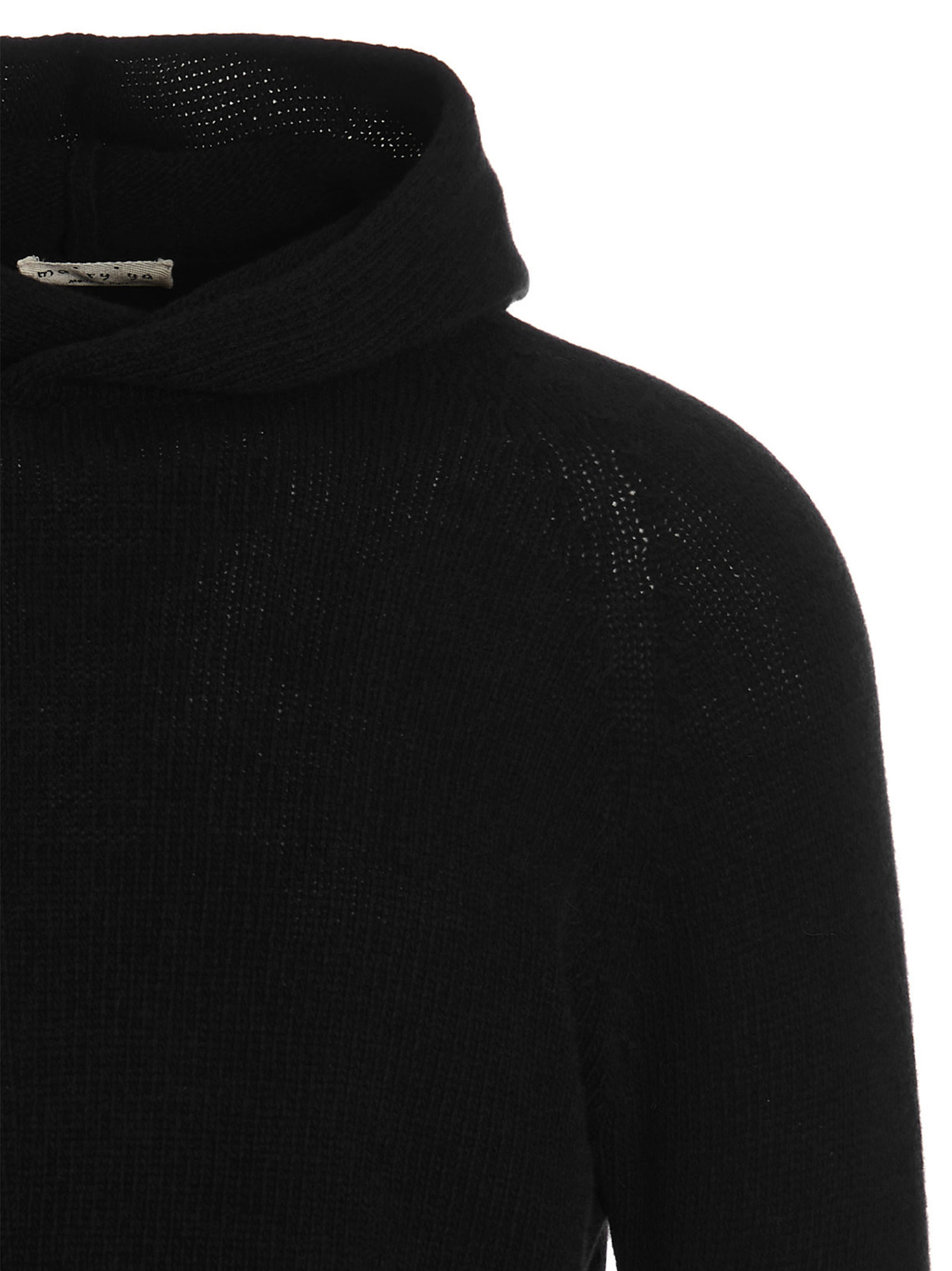 Ma'ry'ya Hooded Sweater With Side Splits And Long Cuffed Sleeves In Black