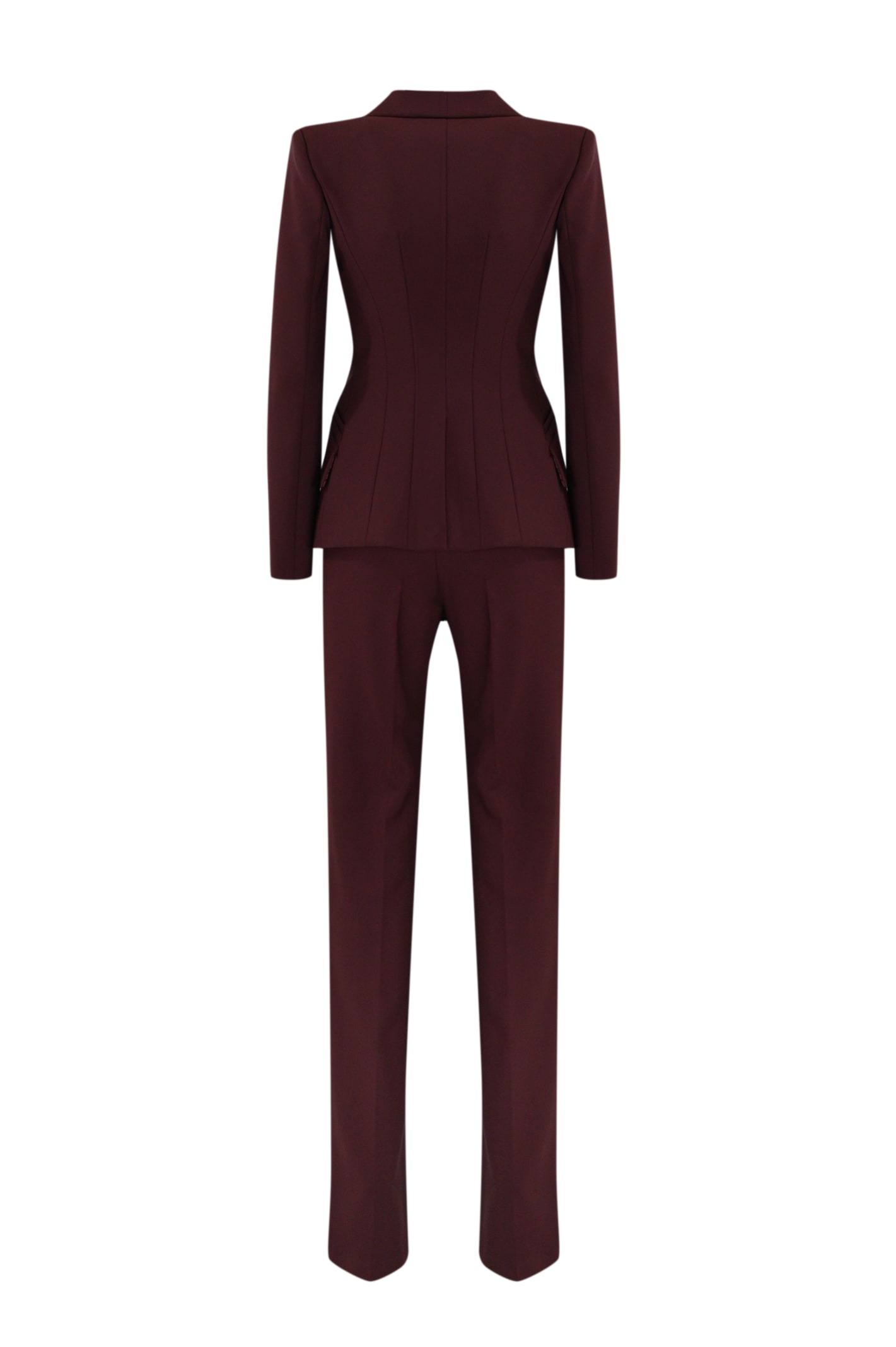 Shop Elisabetta Franchi Double Stretch Crepe Suit In Rouge Noir