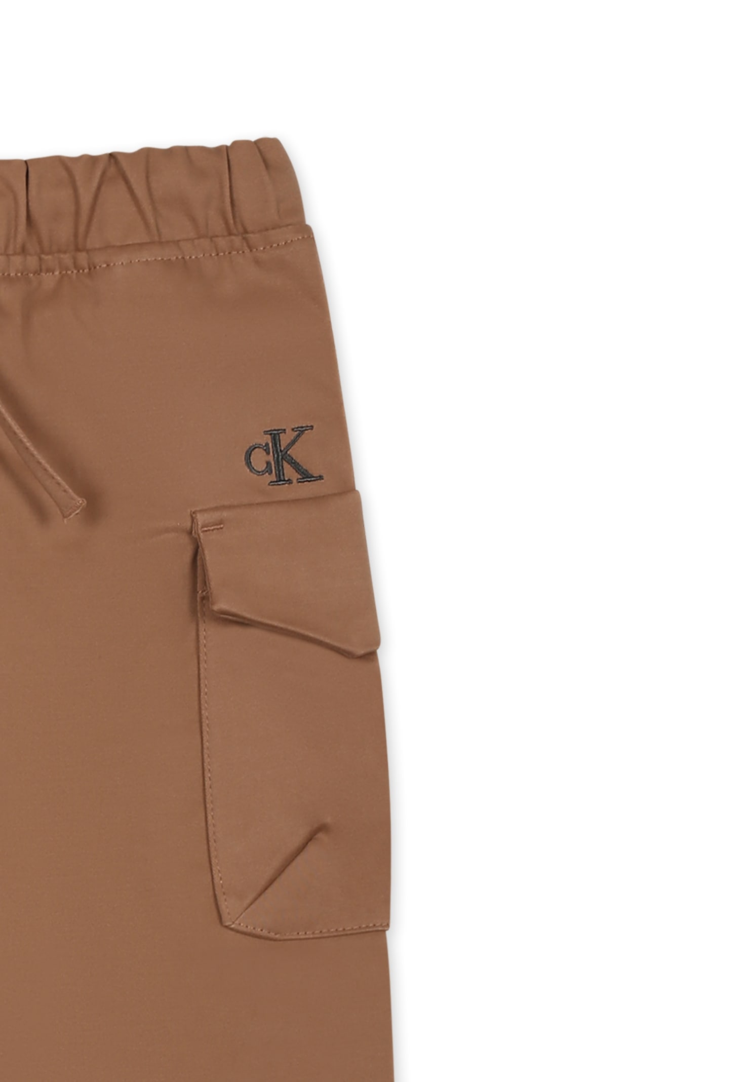 Shop Calvin Klein Brown Trousers For Baby Boy With Logo