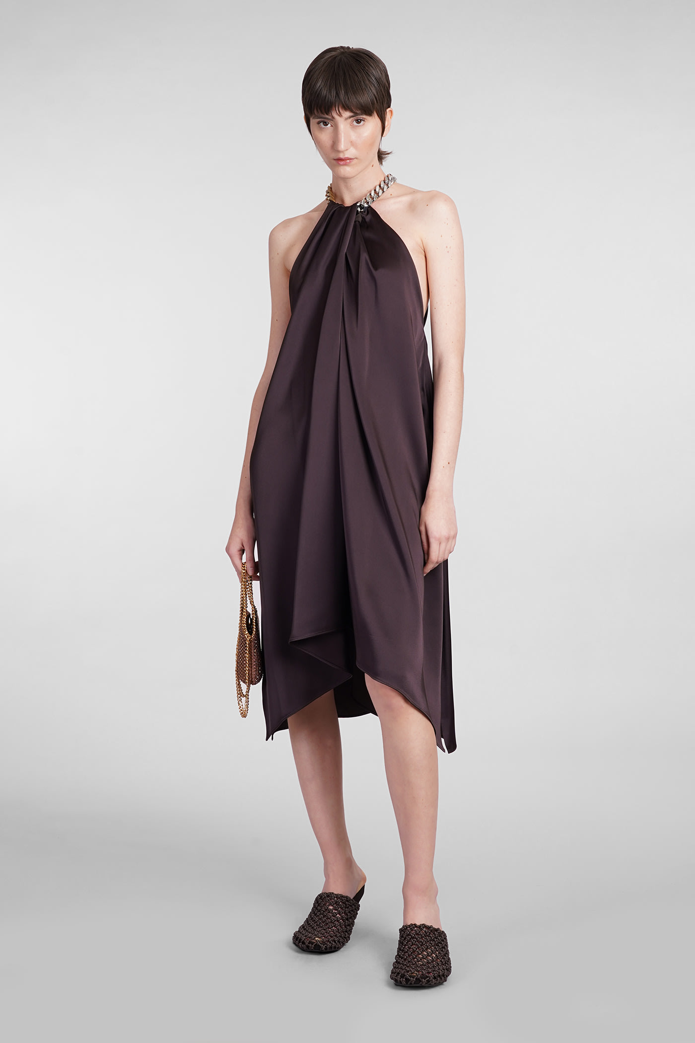 Shop Stella Mccartney Dress In Brown Acetate