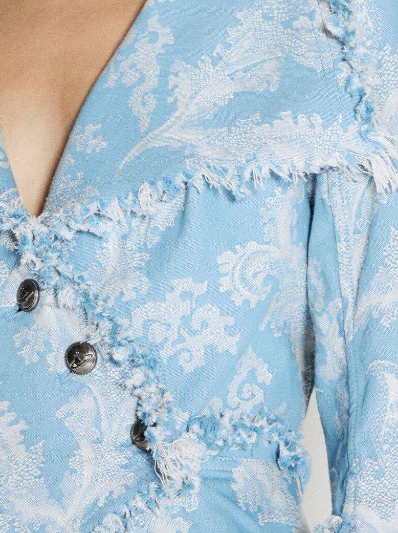 Shop Vivienne Westwood Frayed Jacket In Blu