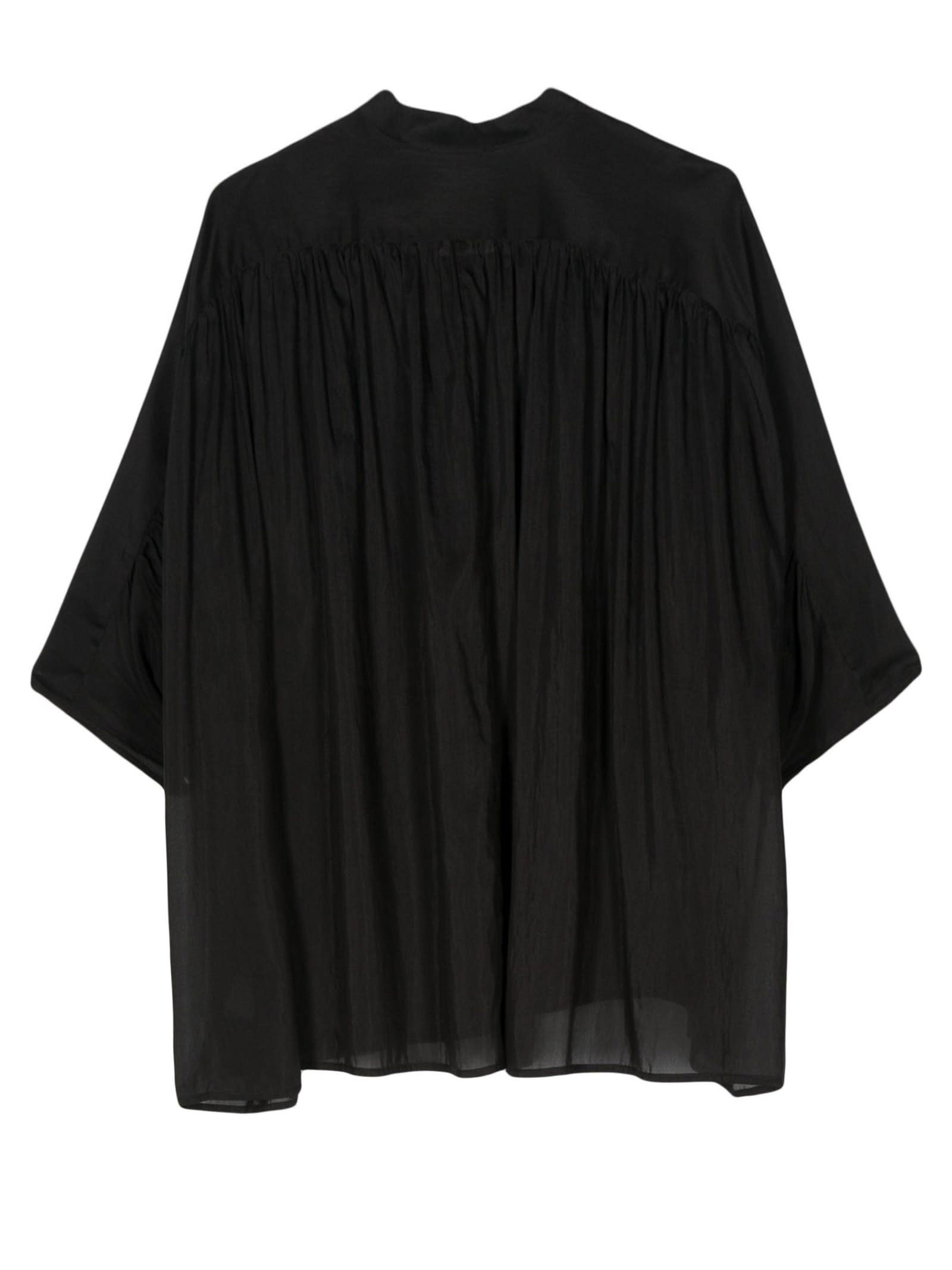 Shop Semicouture Black Cotton-silk Blend Shirt