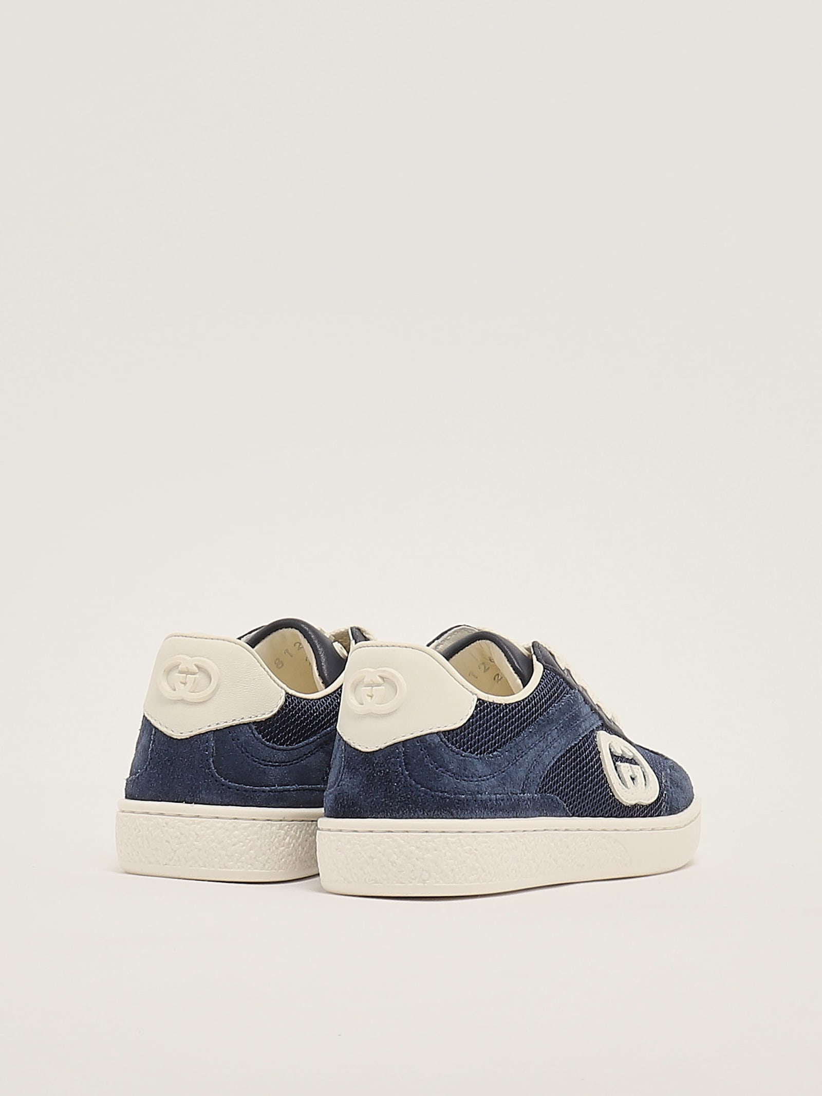 Gucci Interlocking G Suede-trimmed Sneakers In Blu