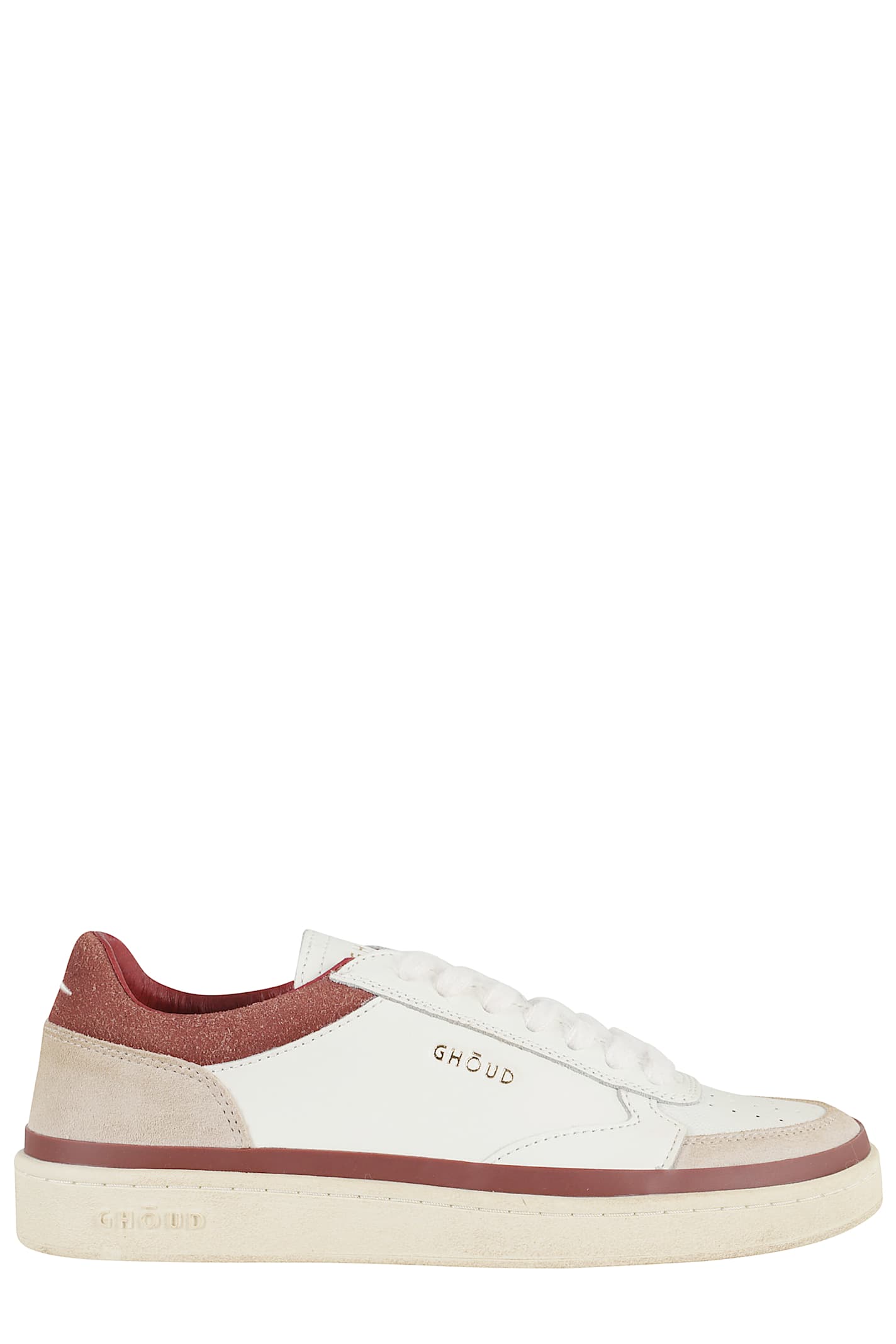 Ghoud Beige Low-top Sneakers With Perforated Detailing In White