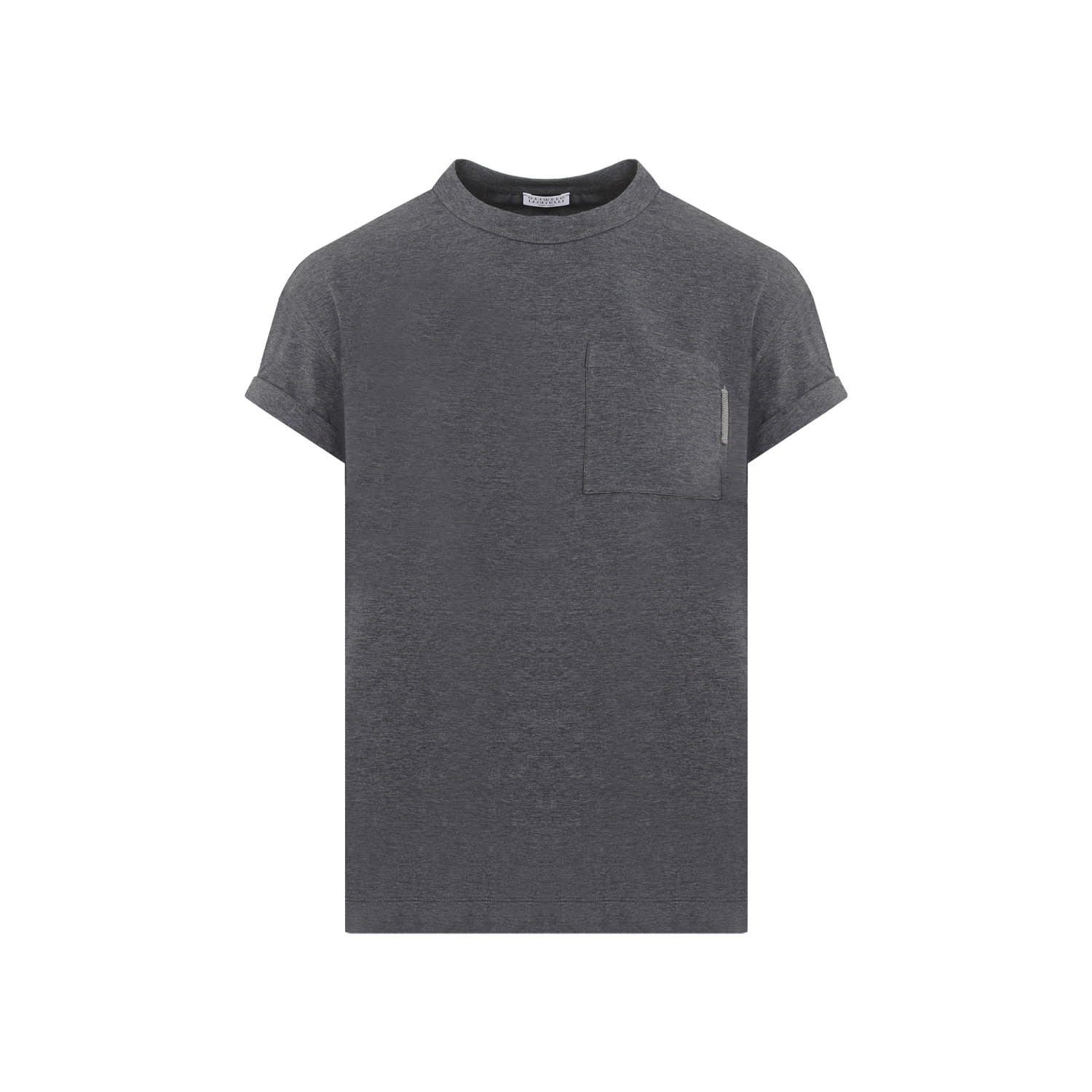 Shop Brunello Cucinelli Brunello Cuccinelli Tab Pocket Cotton T-shirt In Grigio Scuro