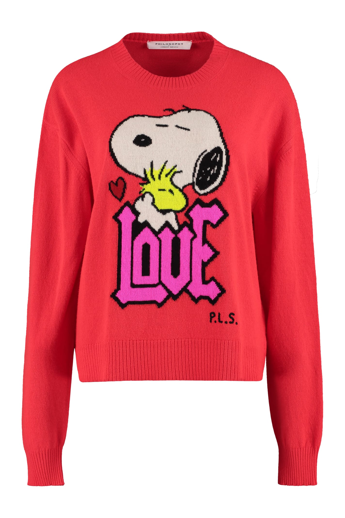 Philosophy Di Lorenzo Serafini Peanuts Wool Intarsia Sweater In Red