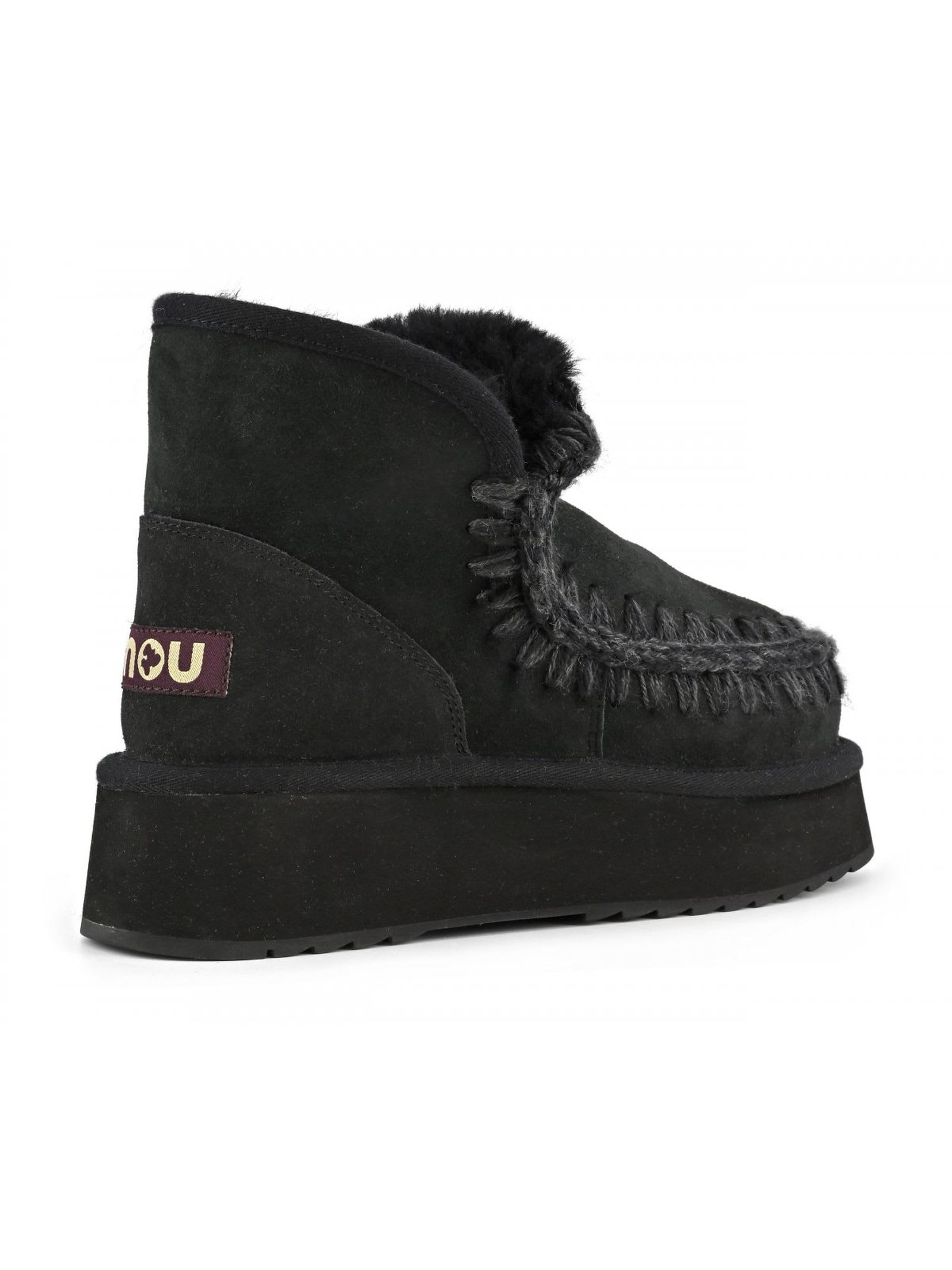 Shop Mou Mini Eskimo Platform Boot In Black Suede