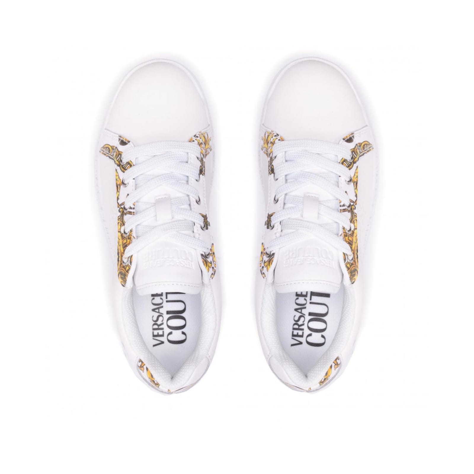 Shop Versace Jeans Couture Jeans Couture Logo Leather Sneakers In White