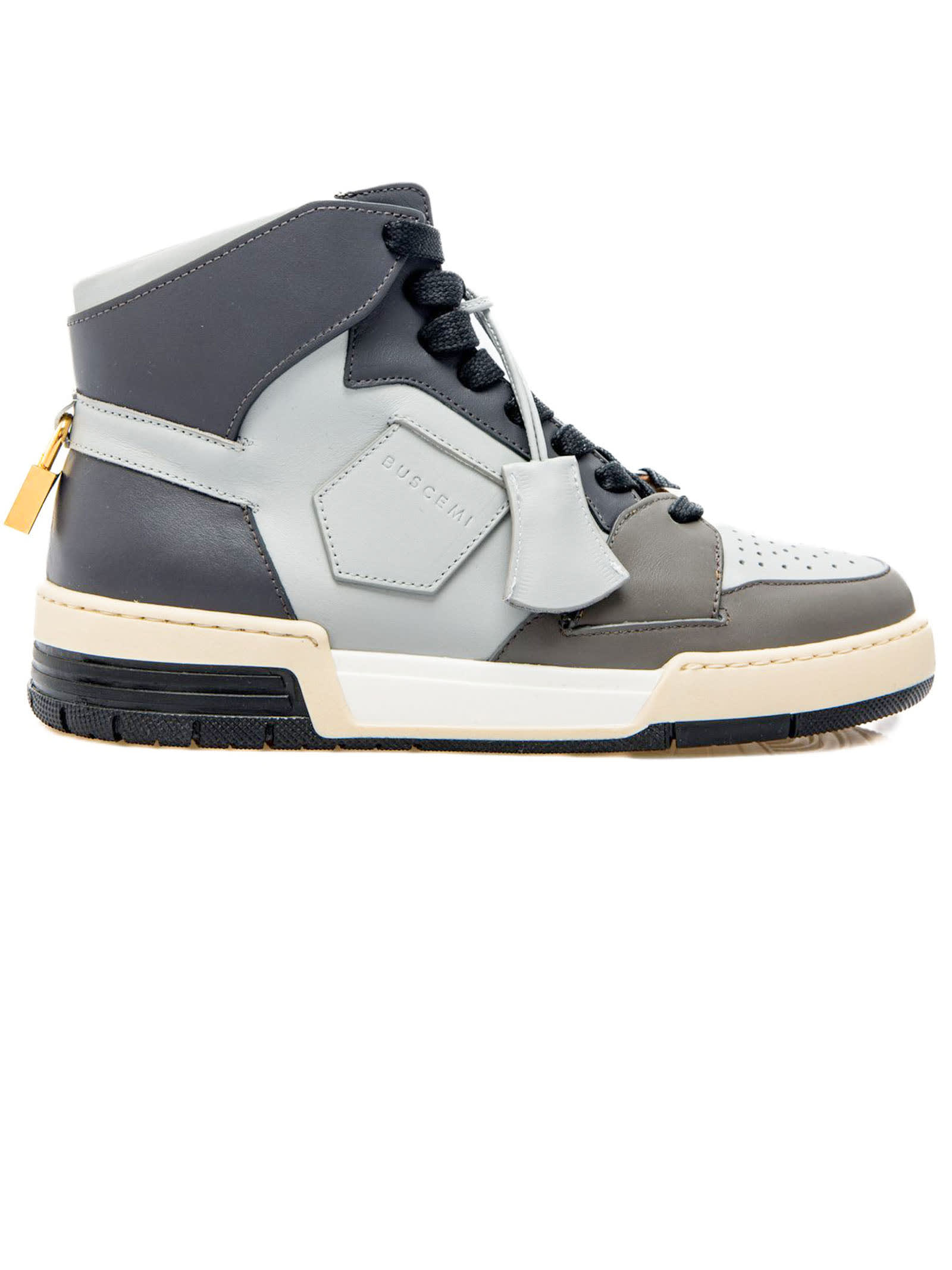 Buscemi Grey And Black Leather Sneakers