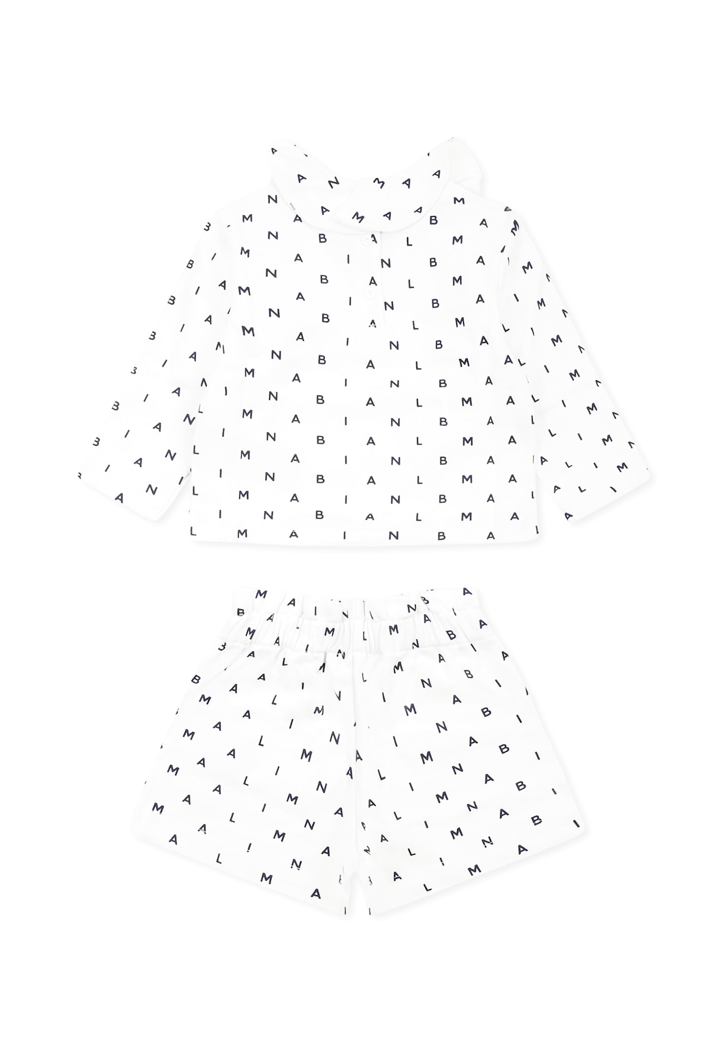 Balmain White Suit For Baby Girl With Logo In White