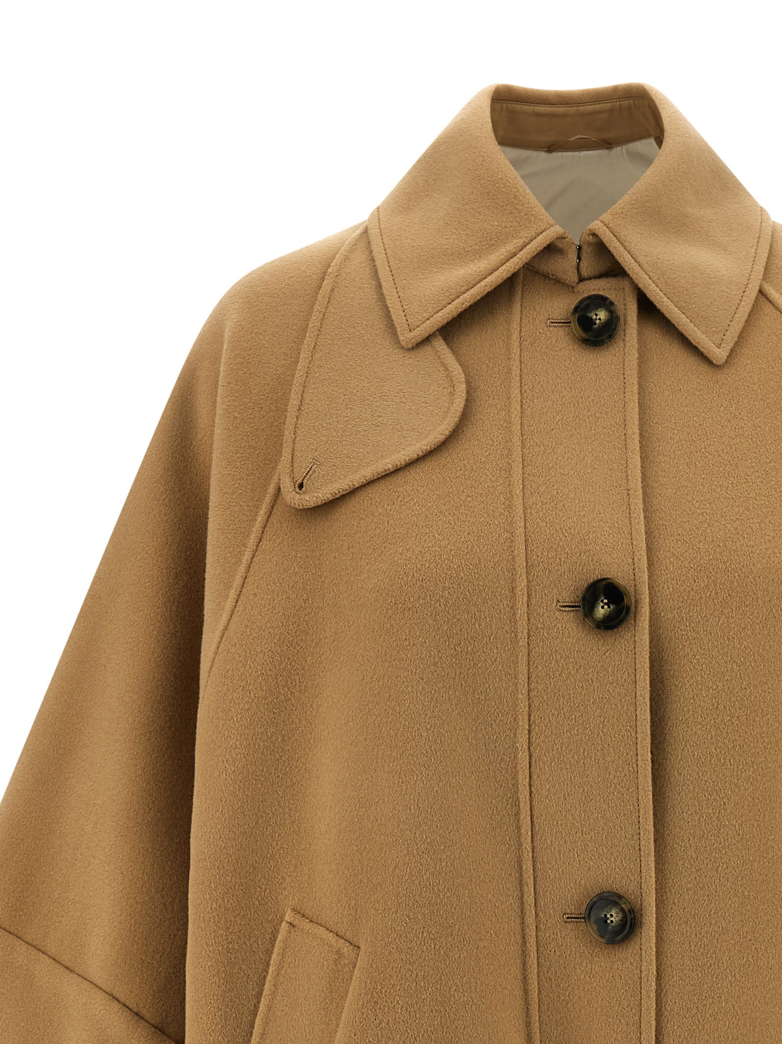 Weekend Max Mara Rufo Single-breasted Wool Coat In Brown