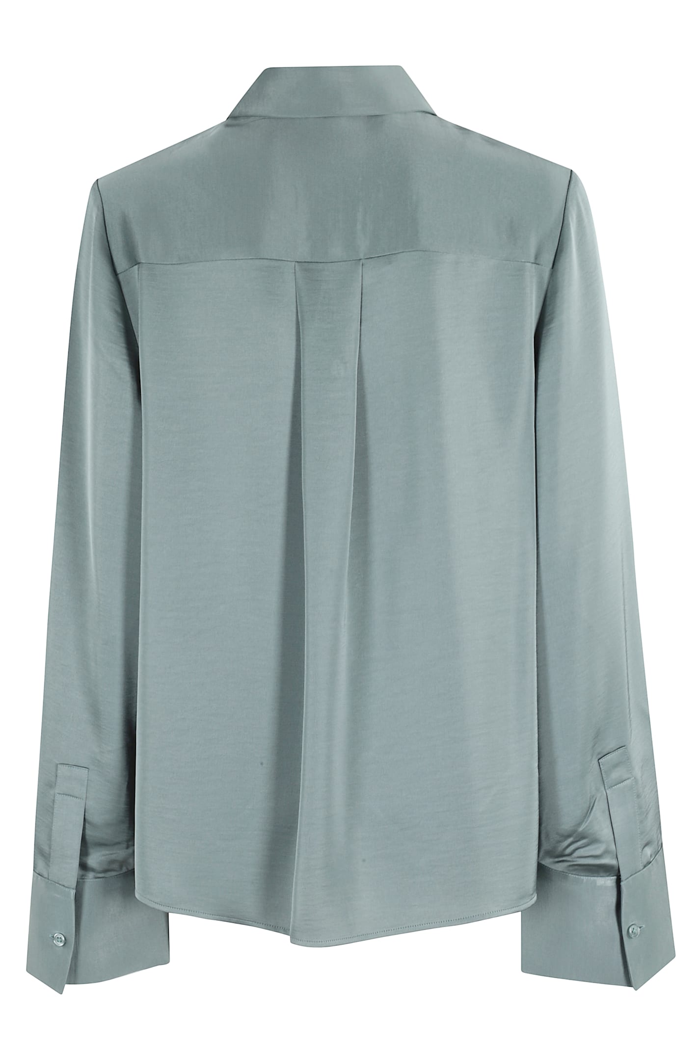 Essentiel Antwerp Cropped Boxy Shirt With Classic Collar And Center Button Closure In Blue