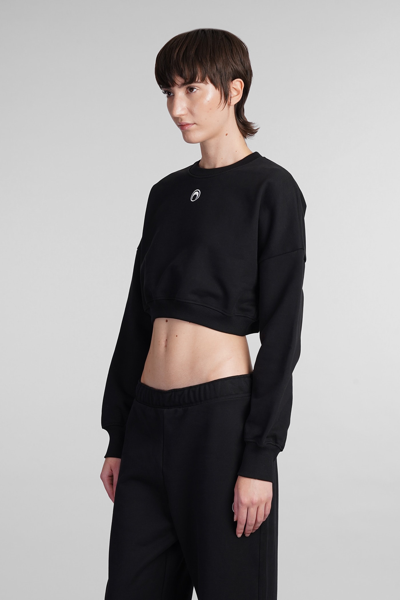 Shop Marine Serre Sweatshirt In Black Cotton