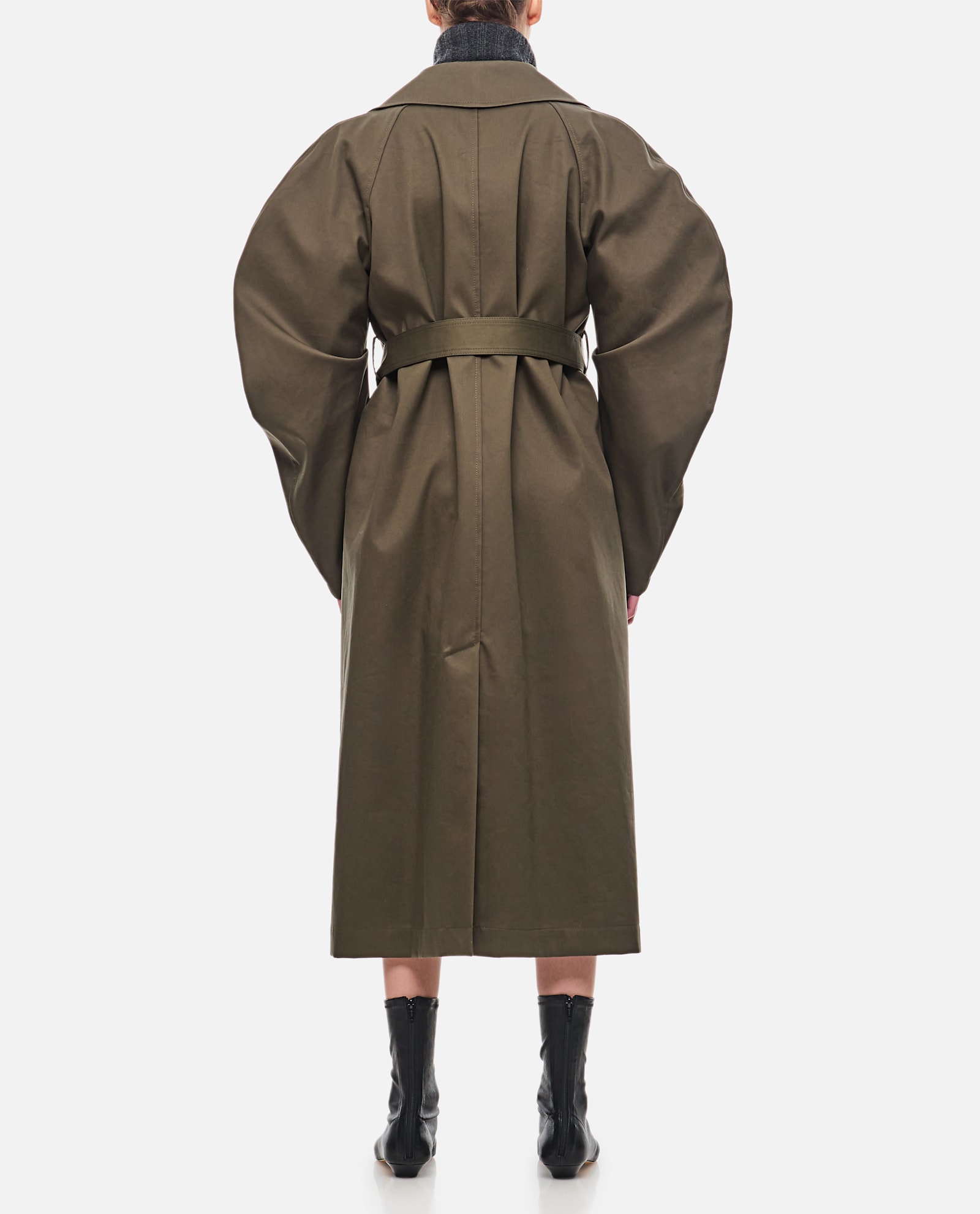 Shop Loewe Cotton Treanch Coat In Green