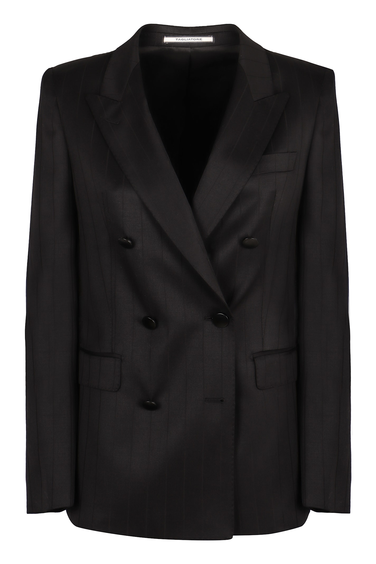 Shop Tagliatore Double-breasted Wool Blazer In Black