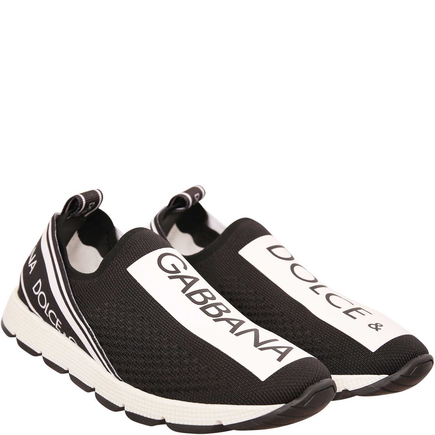 Dolce & Gabbana Black Sneaker With White And Black Logo