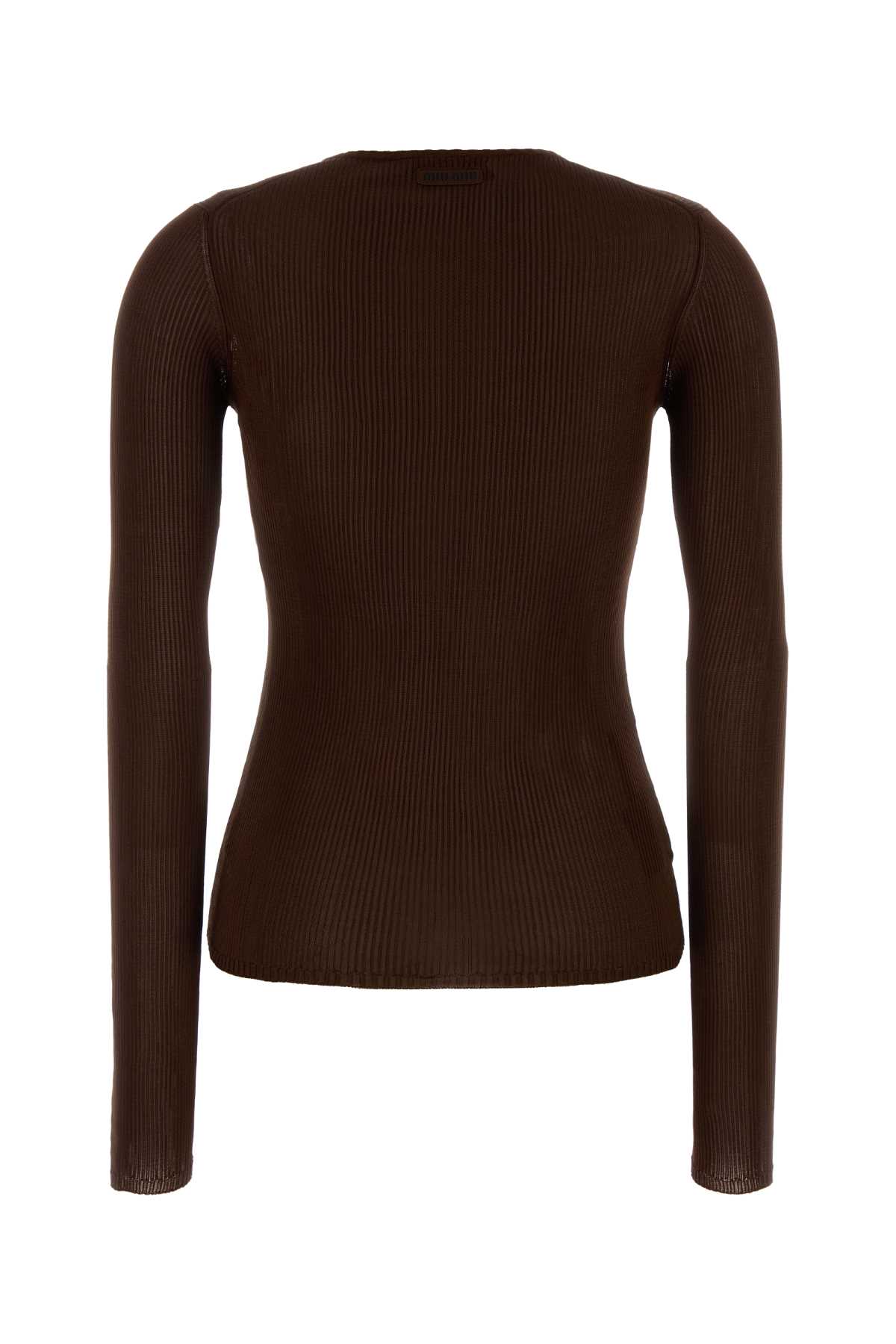 Miu Miu Chocolate Silk T-shirt In Brown