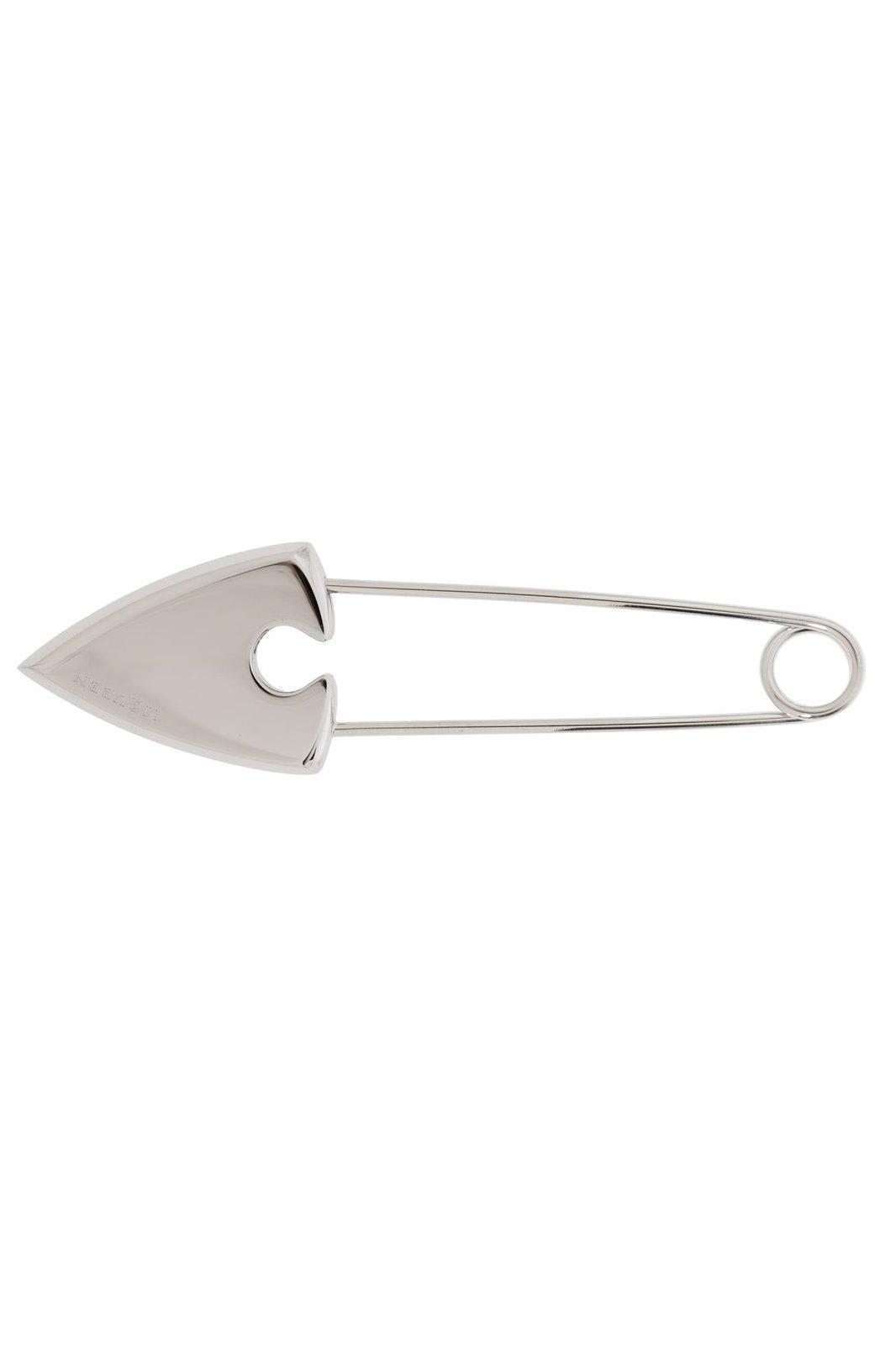 Shop Alexander Mcqueen Arrow Safety Pin Brooch In Silver