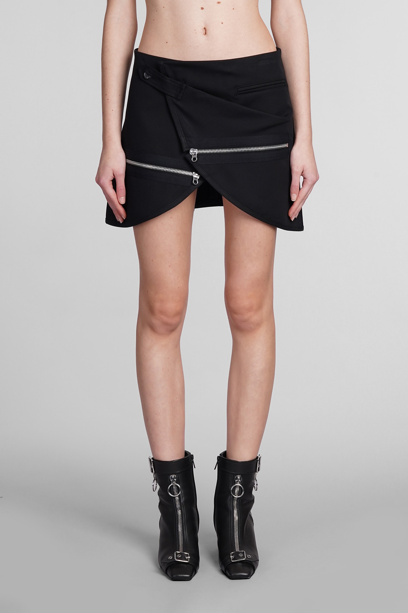 Shop Courrèges Skirt In Black Cotton