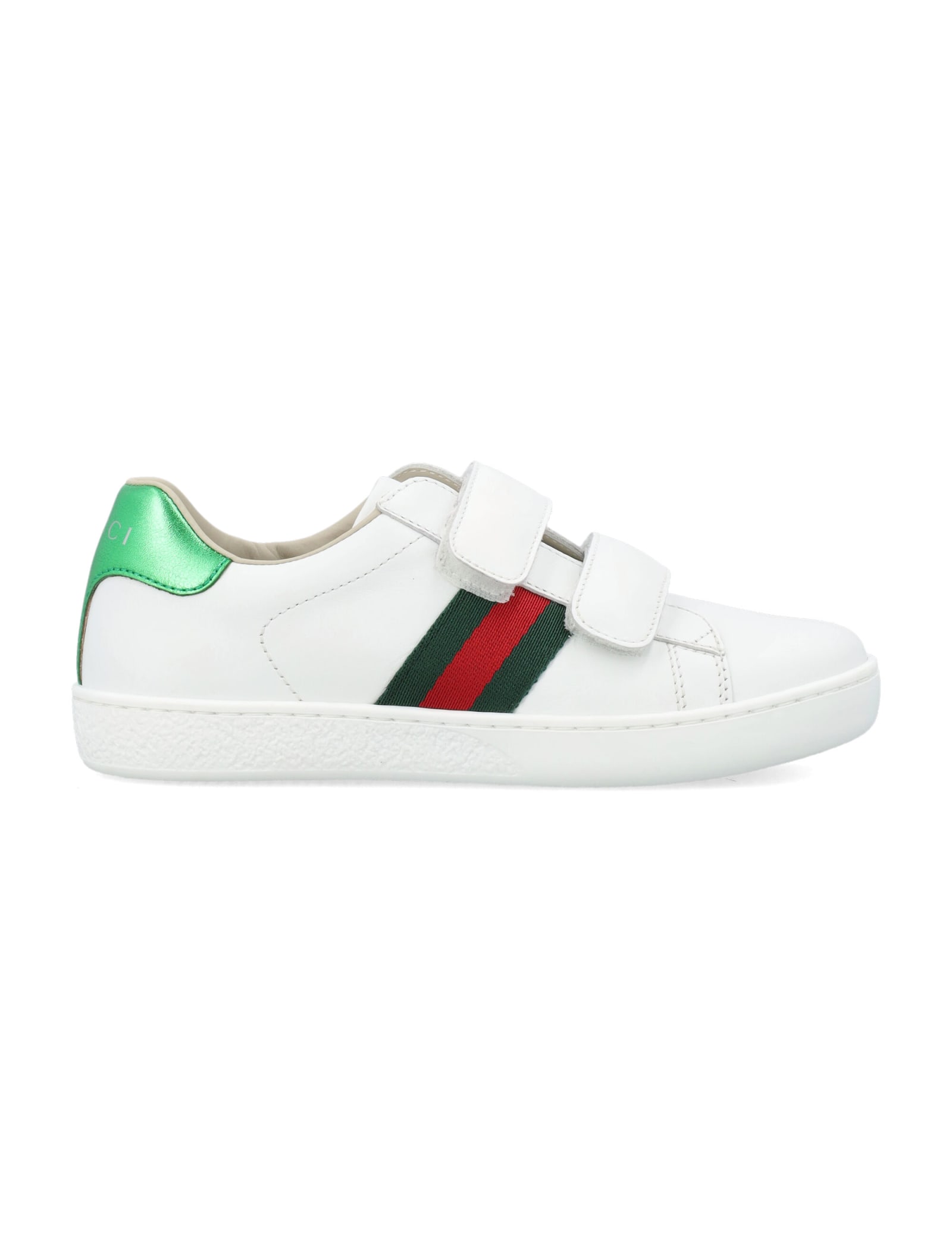 Gucci Kids' Ace Leather Sneaker In White