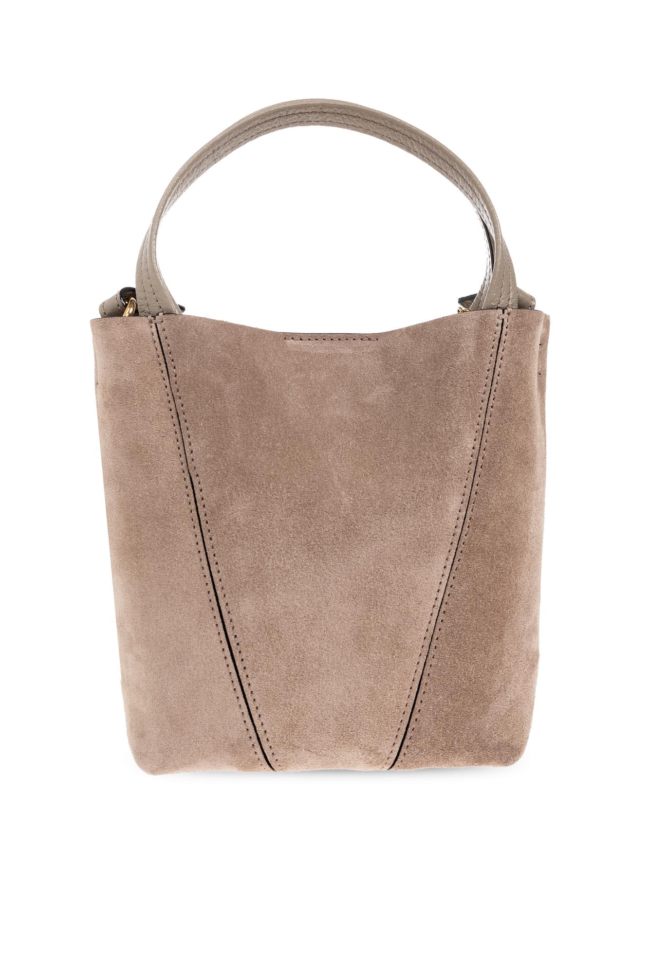 Chloé Small Suede Tote Bag With Gold-tone Hardware In Gray