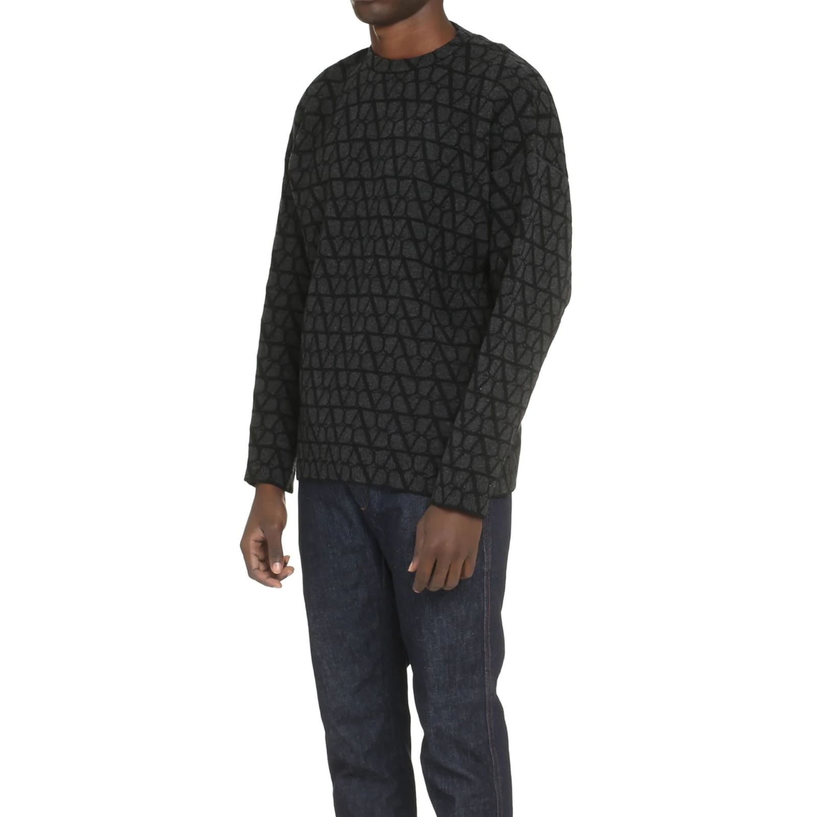 Shop Valentino Toile Iconographe Sweater In Gray
