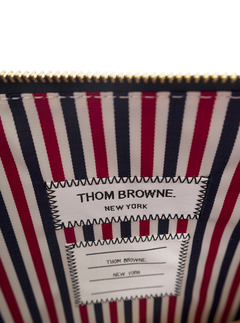 Shop Thom Browne Black Clutch With Logo Detail In Leather Man In Blu