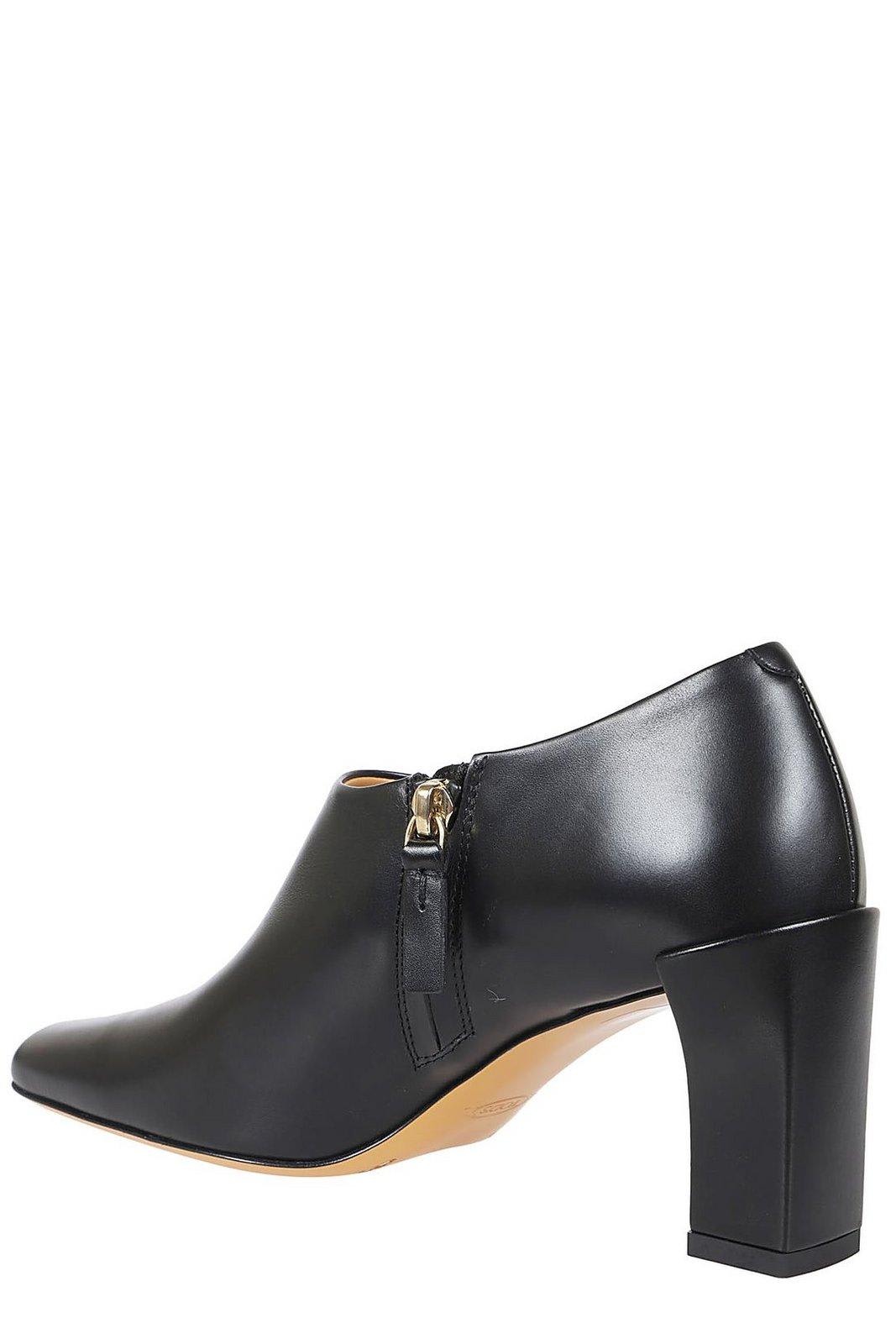 Shop Tod's Block Heel Ankle Boots In Nero