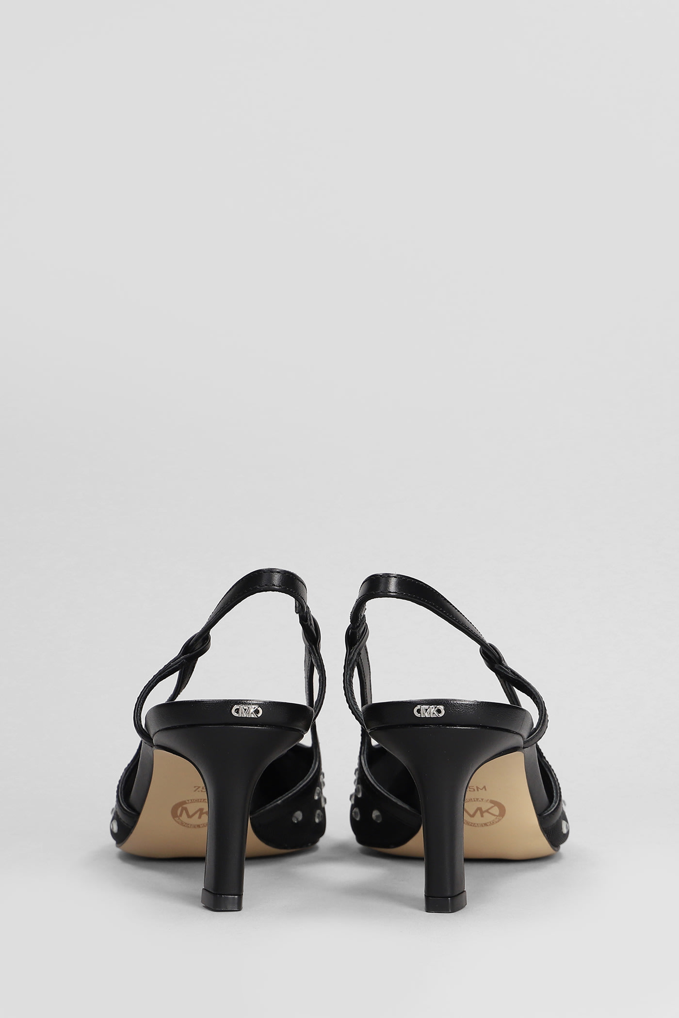 Michael Michael Kors Alora Mid Sling Pumps In Black Leather In Black