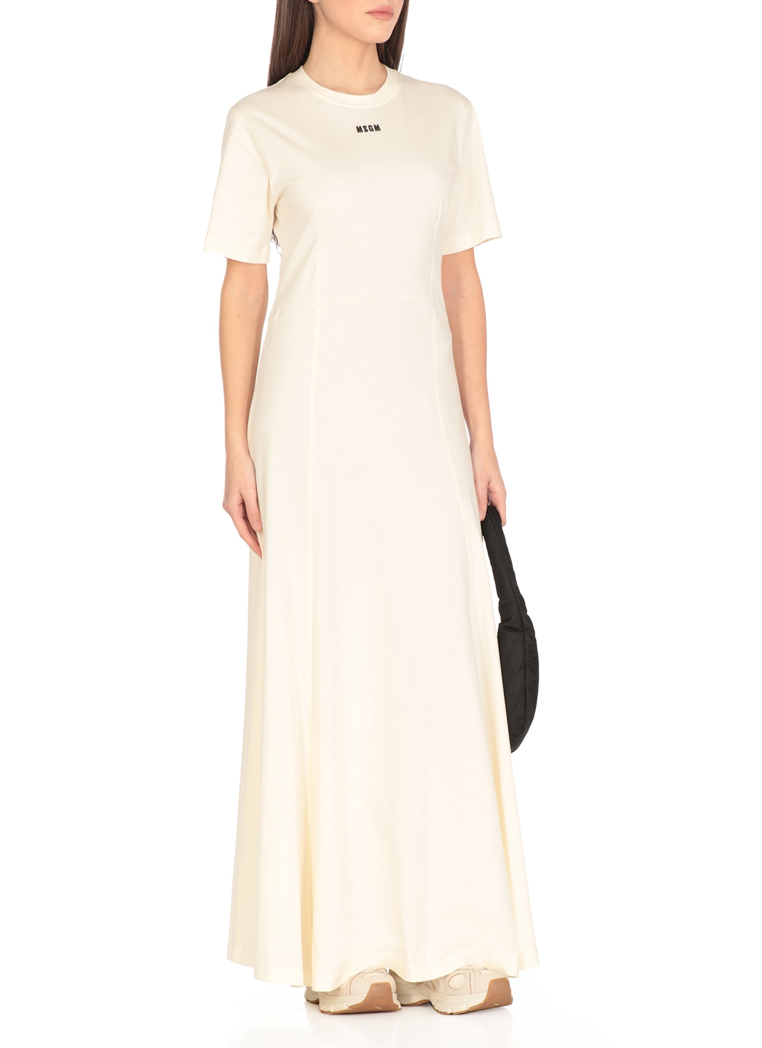 Msgm Knee Length Dress Crew Neck In Ivory
