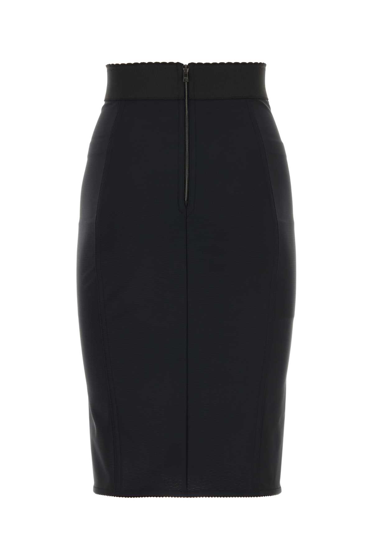 Dolce & Gabbana Black Stretch Nylon Blend Skirt In N0000