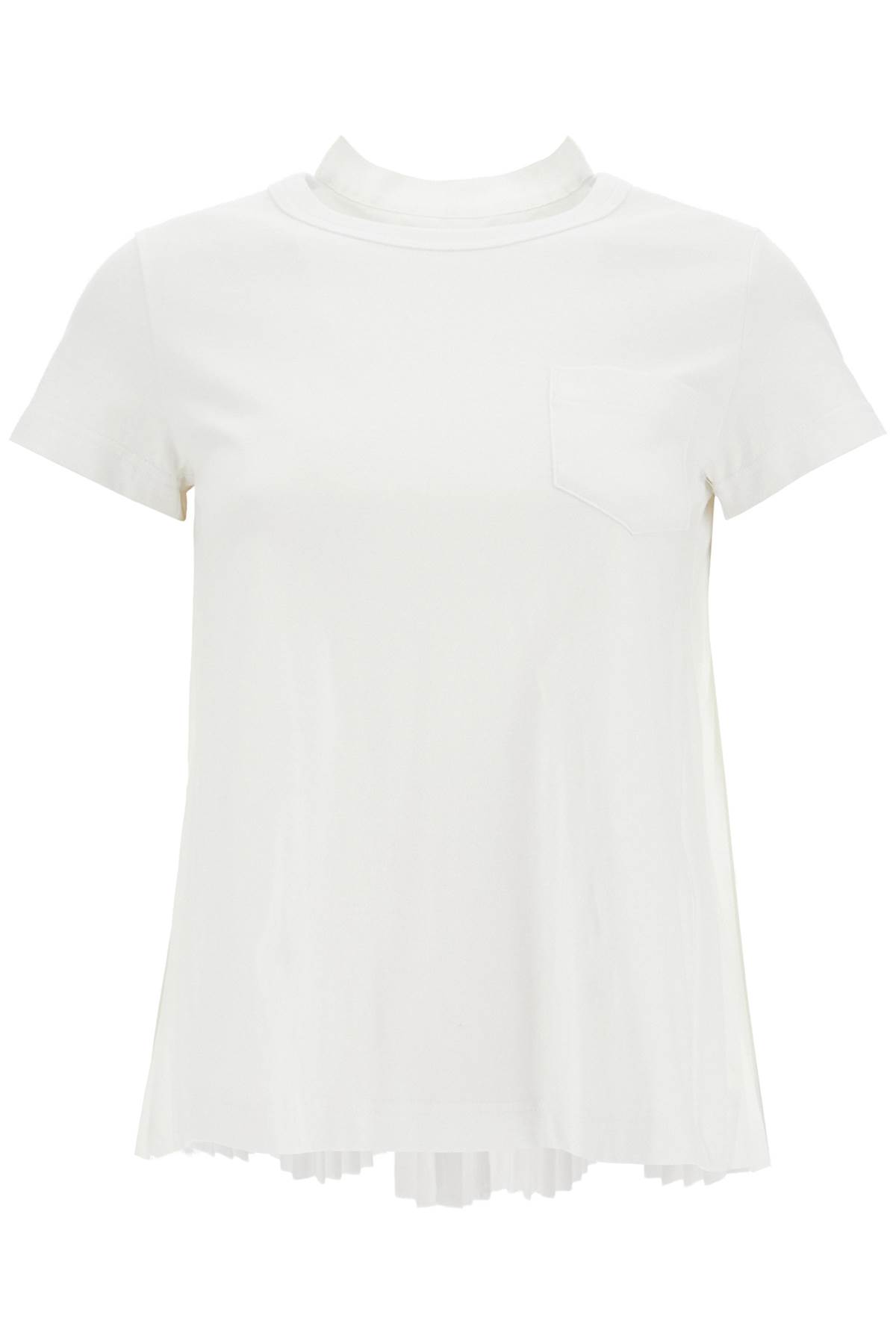 Shop Sacai Pleated Back T-shirt In White×off White (white)