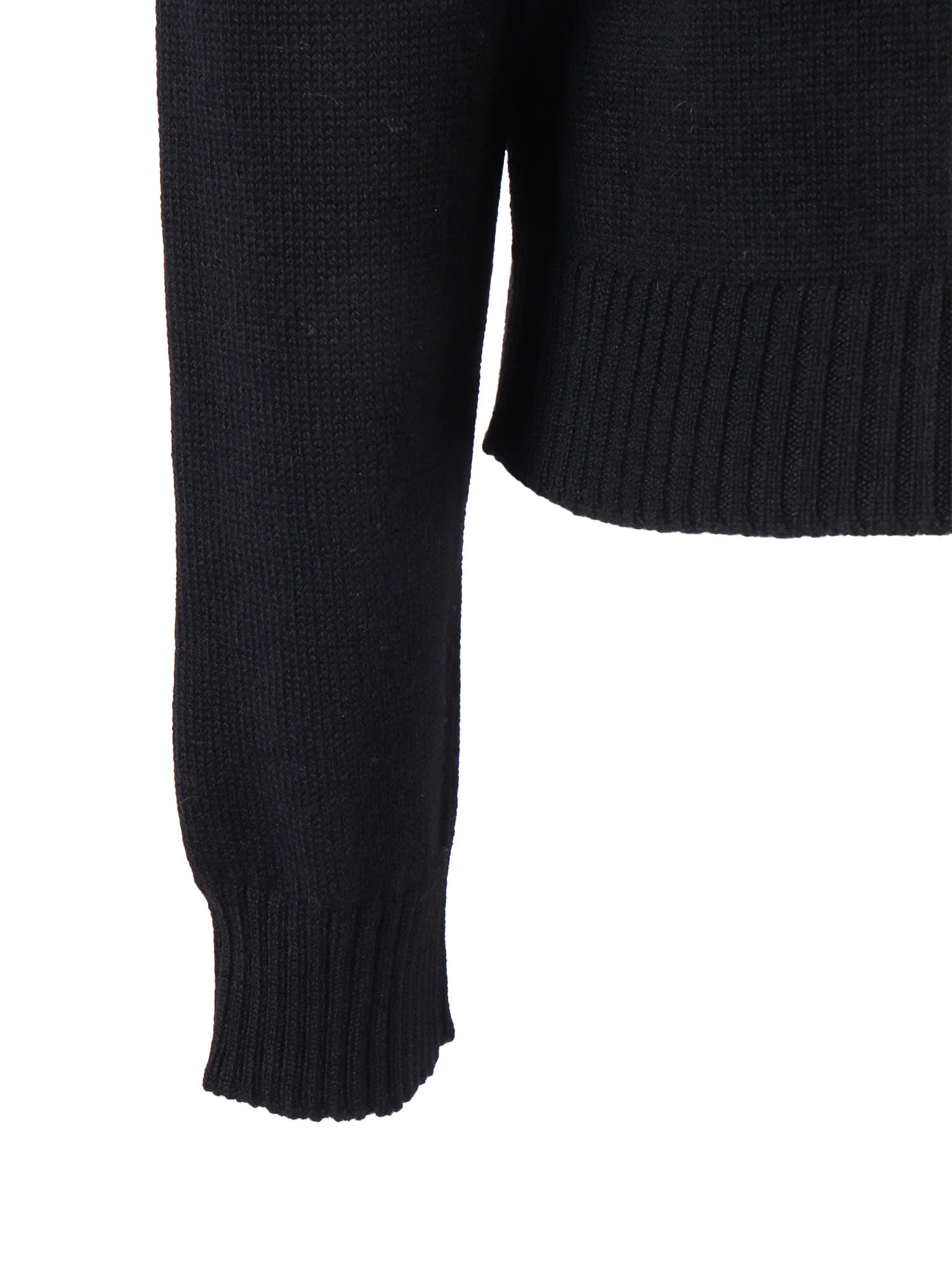 Ballantyne Fitted Wool Pullover With Classic Round Neckline In Black