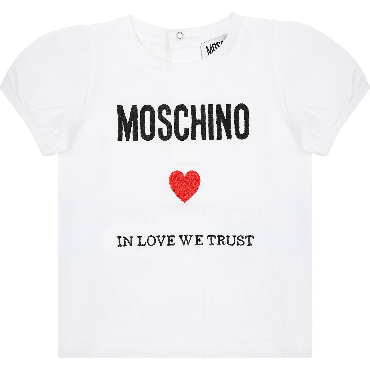 Moschino Kids' White T-shirt For Baby Girl With Logo