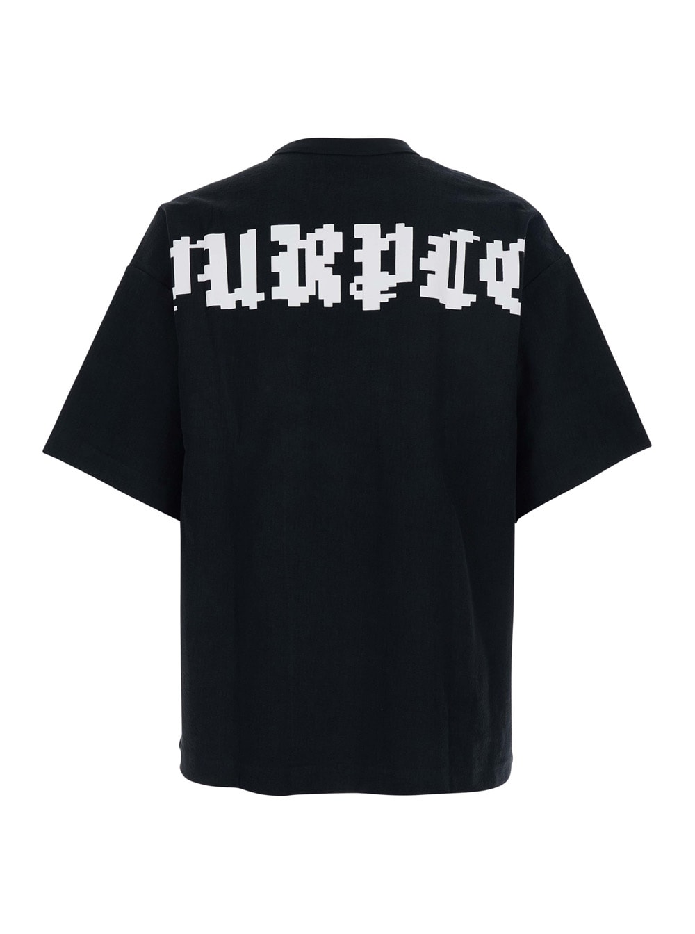 Purple Brand Black Crewneck T-shirt With Logo On Front And Rear In Cotton Man In Black