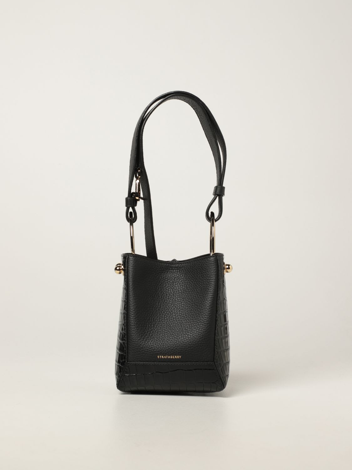 Strathberry Mini Bag Strathberry Nano Wool Bag In Textured Leather And With Crocodile Print
