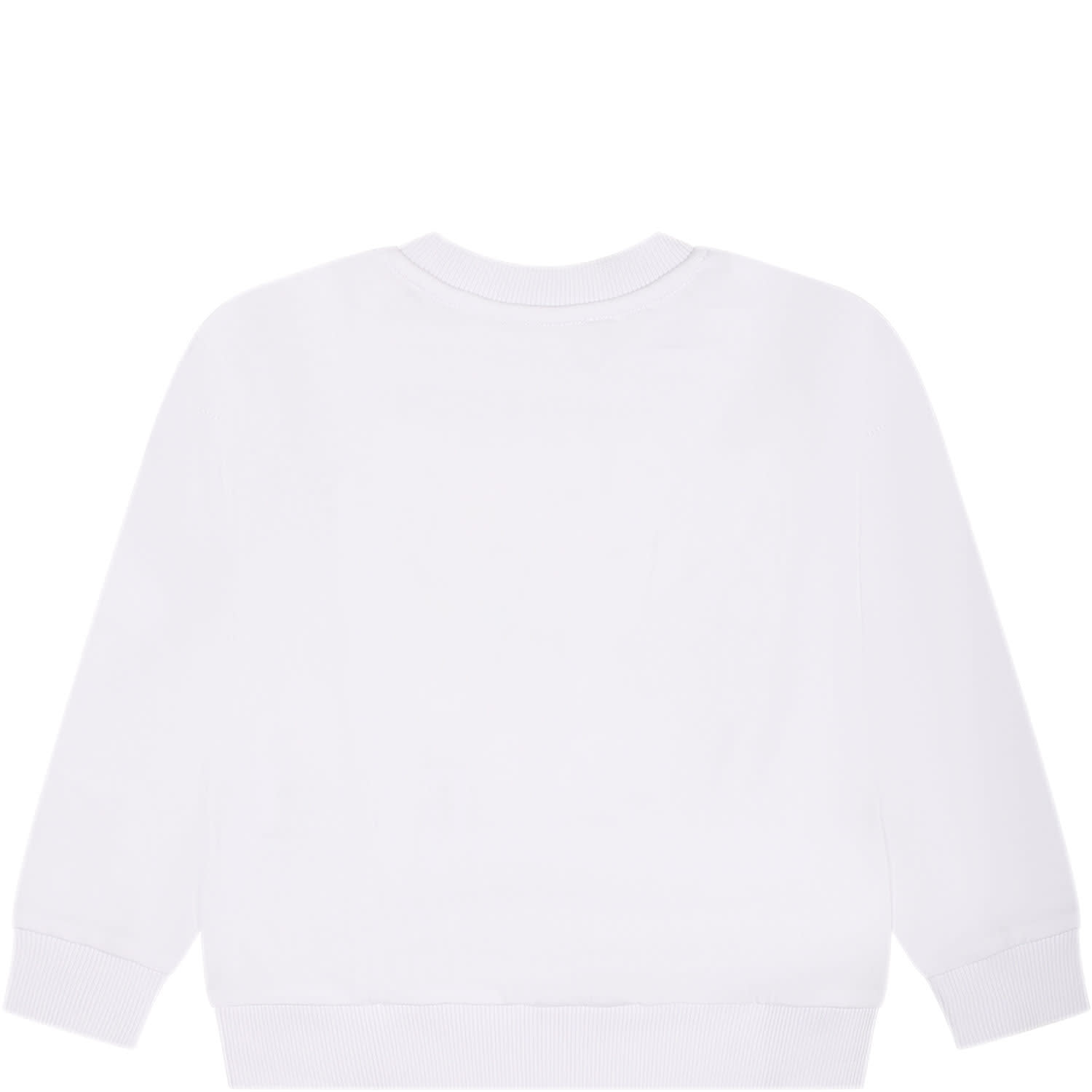 Shop Moschino White Sweatshirt For Babies With Teddy Bear