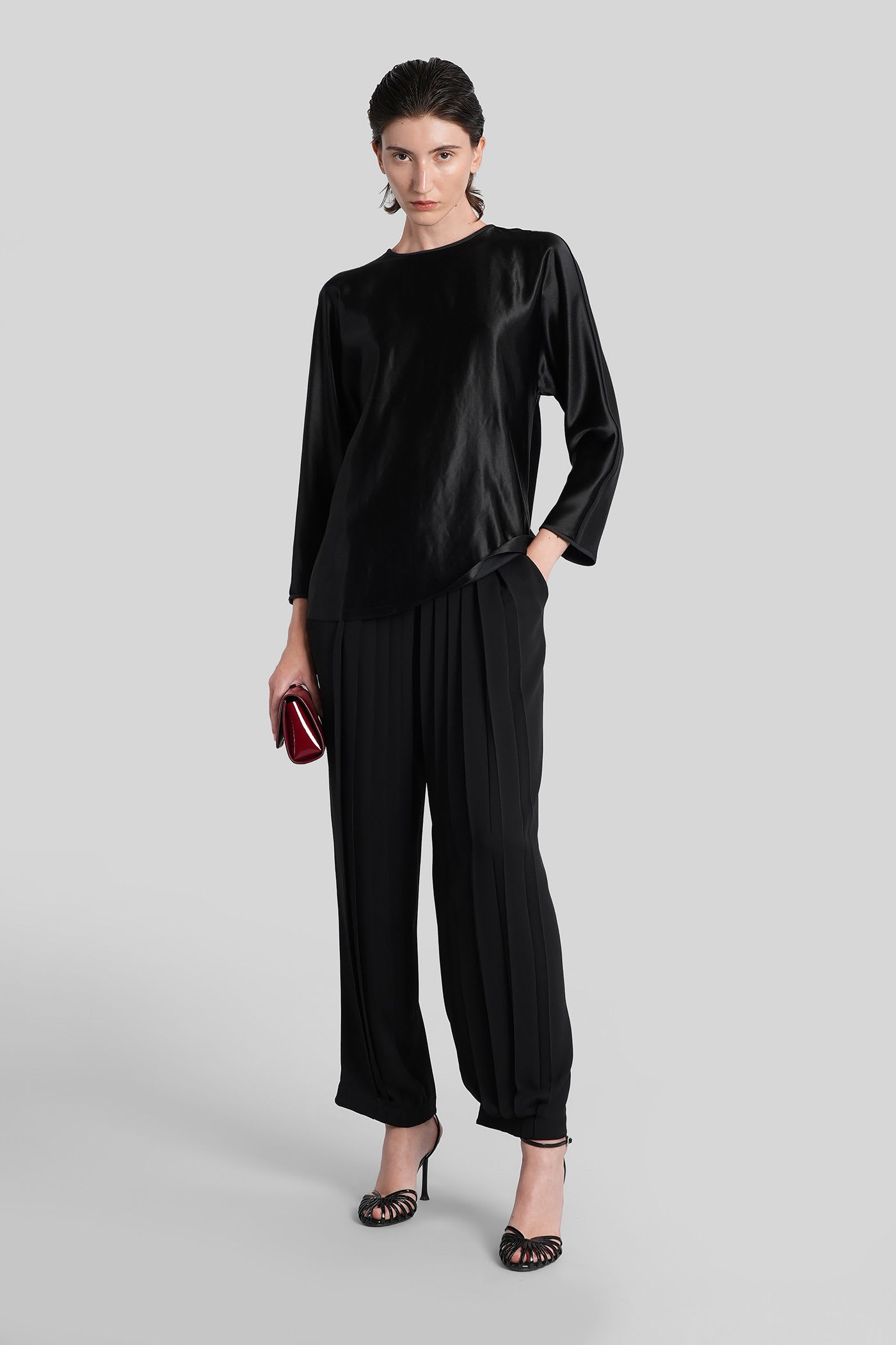 Giorgio Armani Pants In Black Silk In Black