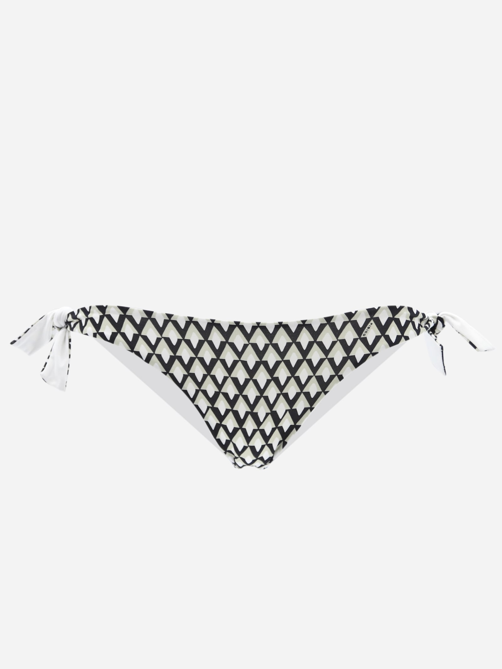Fisico Cristina Ferrari Bikini Bottoms With Side Knot And Geometric Print In Black, White