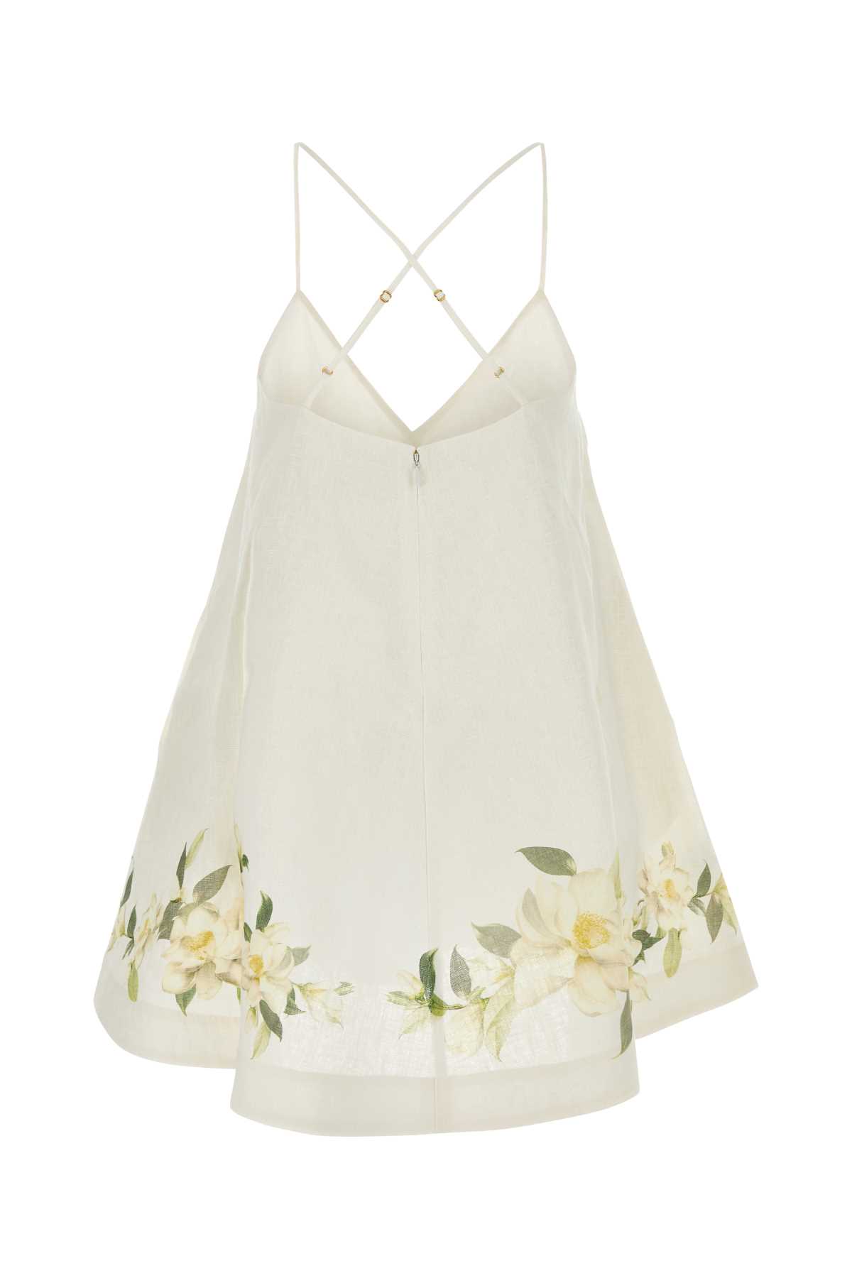 Shop Zimmermann Ivory Linen Harmony Dress In Ivorymagnolia