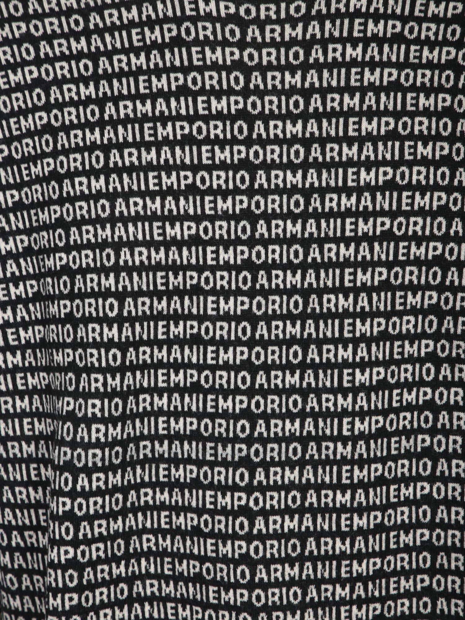 Emporio Armani Black All-over Logo Sweater In Multi