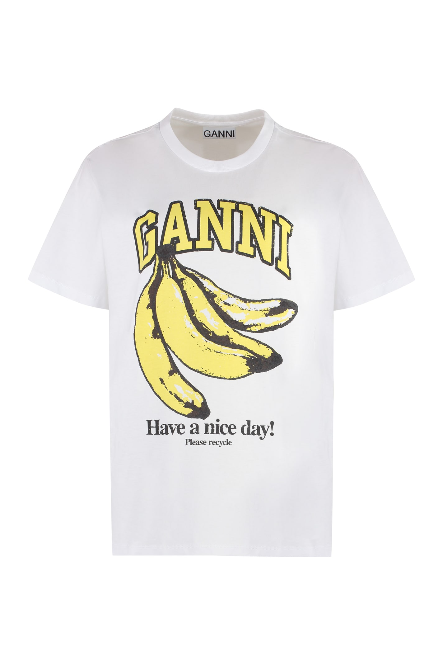 Ganni Cotton Crew-neck T-shirt In White