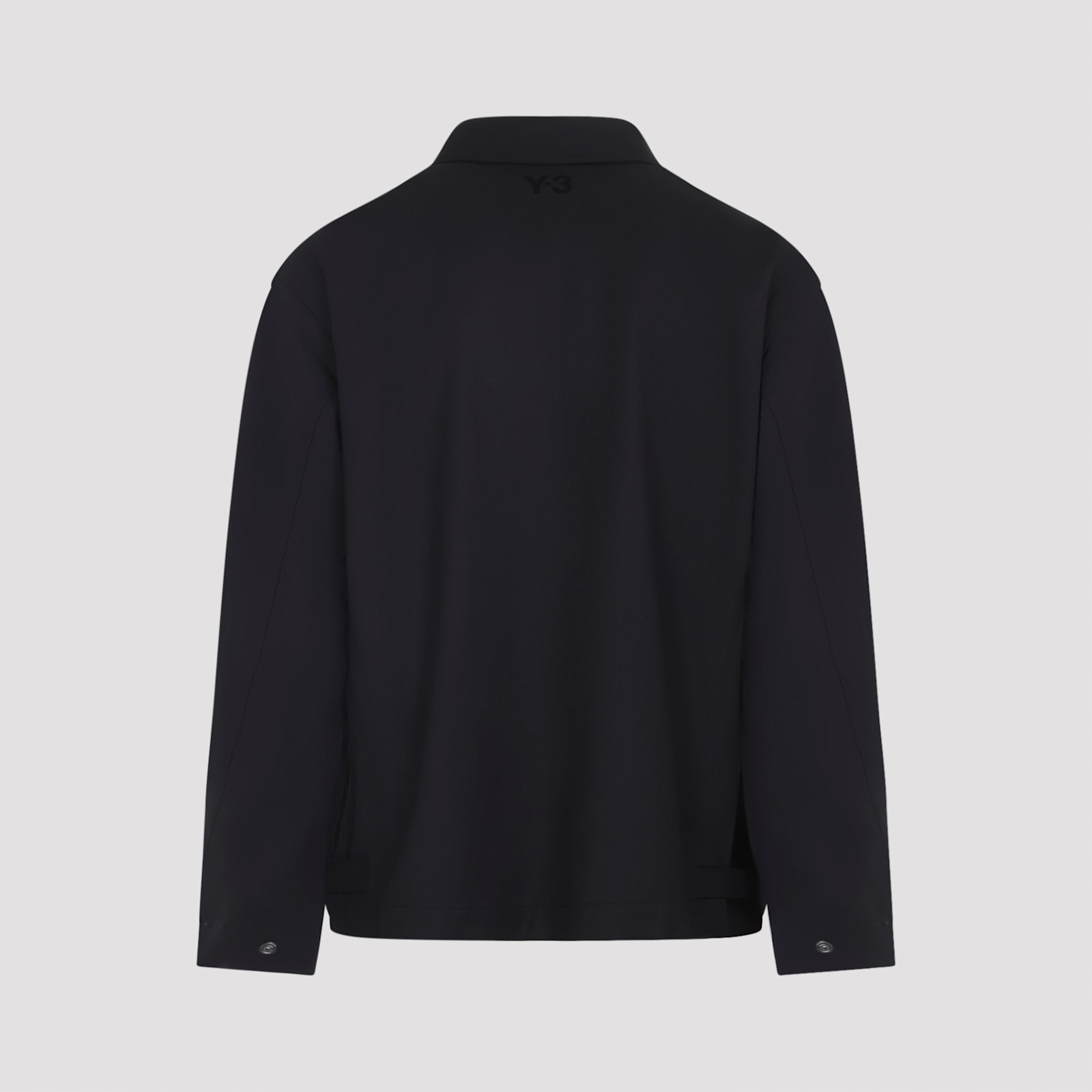 Y-3 Black Wool-blend Jacket With Pointed Collar And Two-way Zip Closure In Black