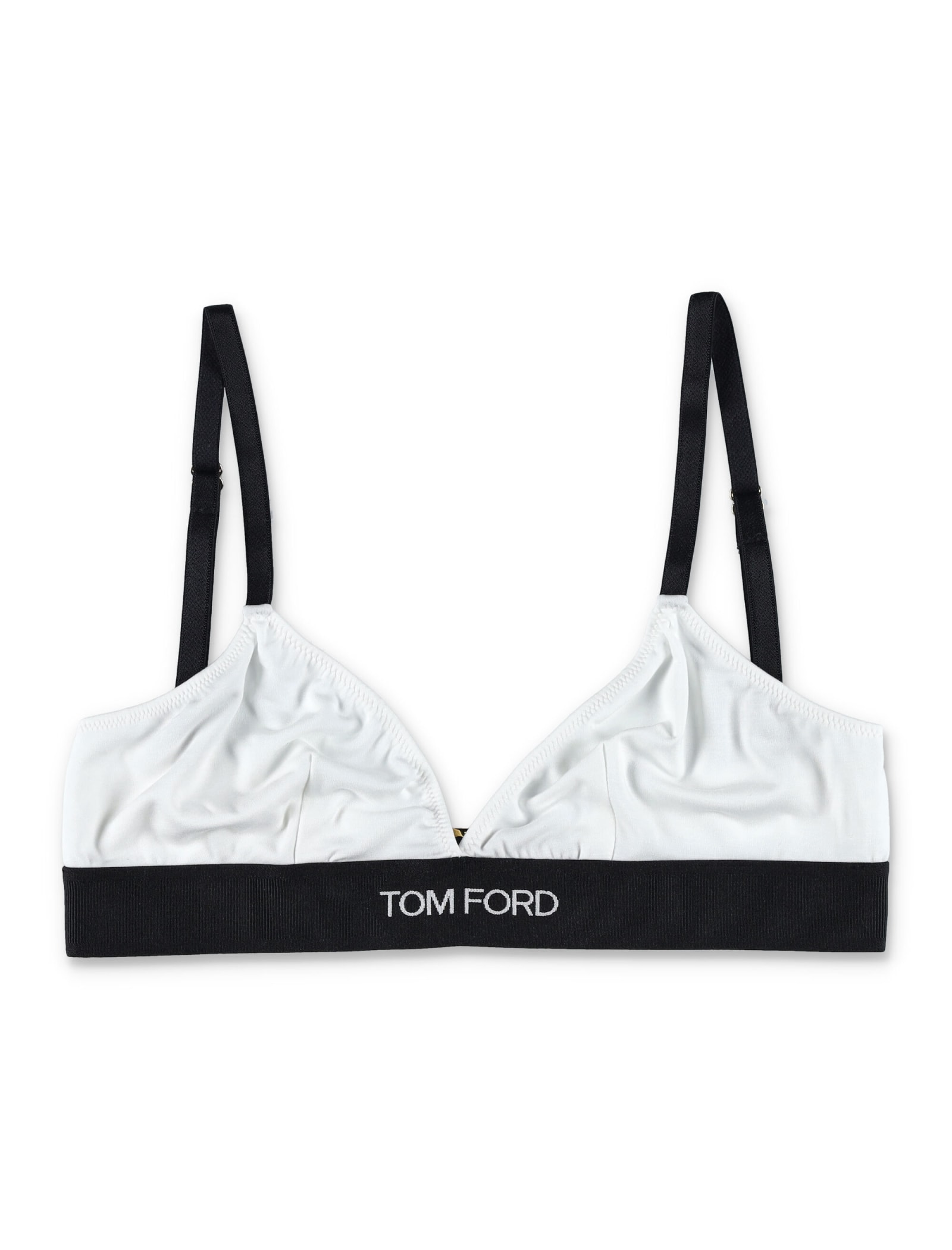 Tom Ford Logo-band Low-back Bra In Blue