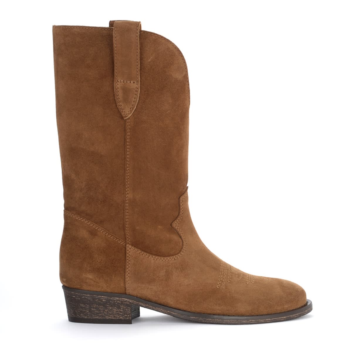 Via Roma 15 Texan Boot In Leather Color Suede