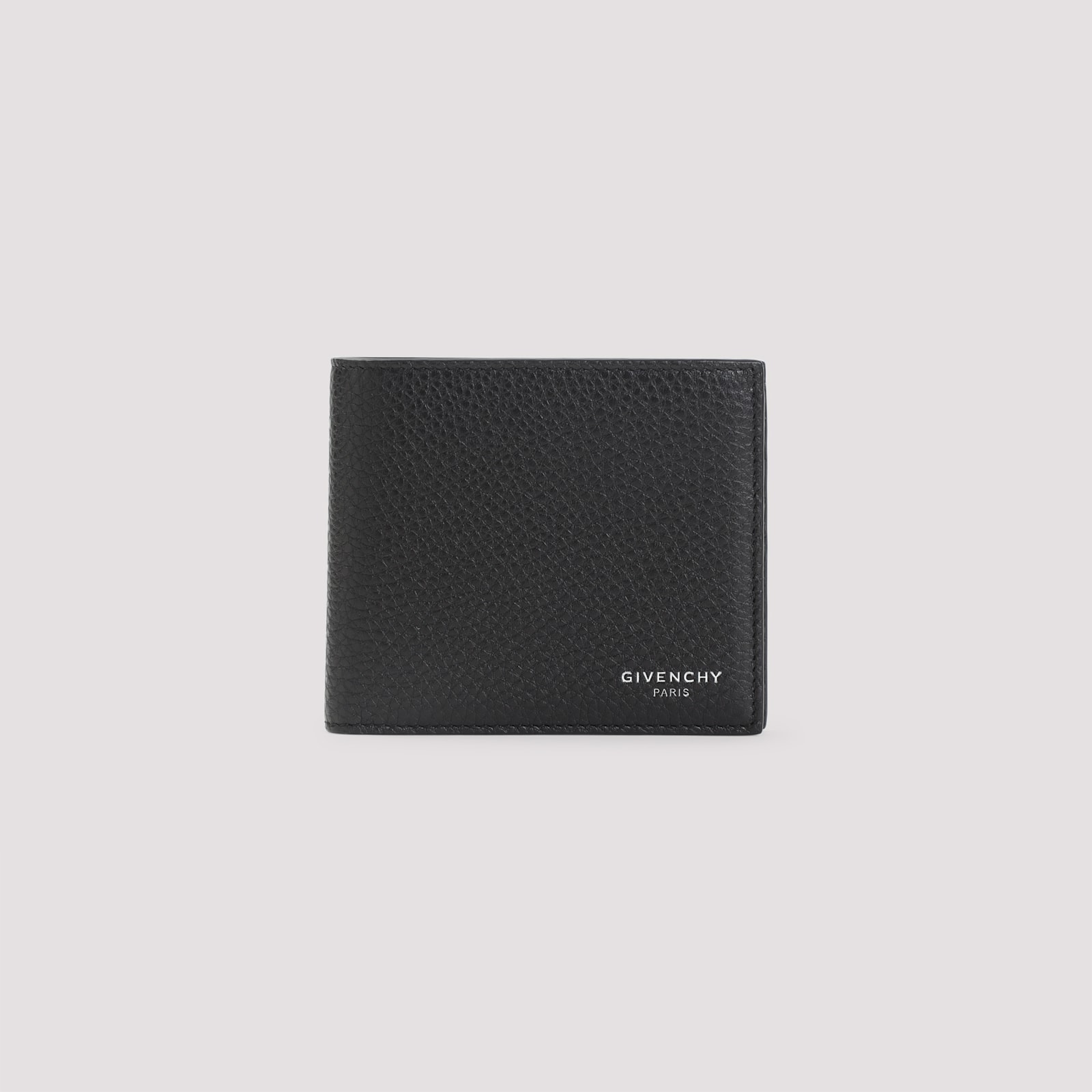 Givenchy Black Bi-fold Wallet With Logo Lettering On The Front In Grained Leather Man In Black