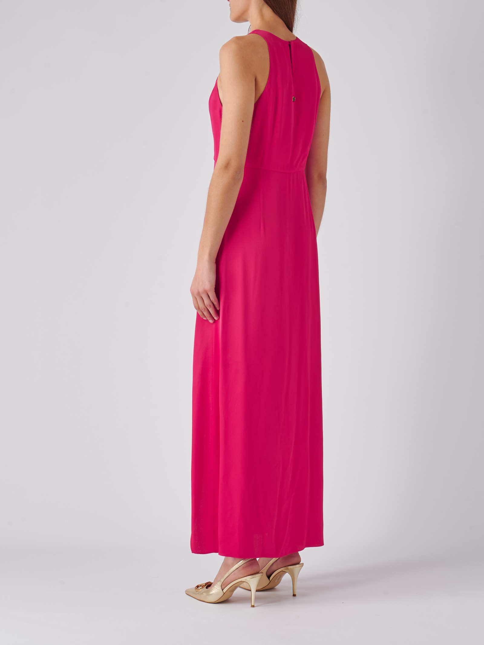 Shop Twinset Poliester Dress In Rosa Brillante