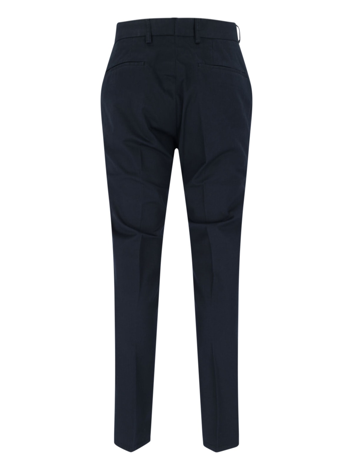 Incotex High-waisted Straight-leg Chino Pants In Dark Blue Cotton In Blue