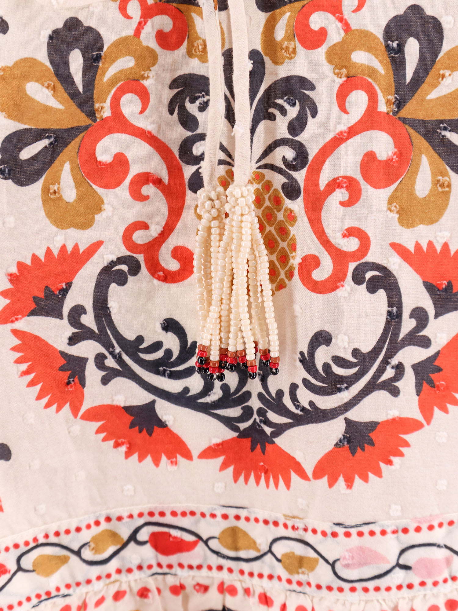 Shop Farm Rio Cotton Dress With Multicolor Print In Beige