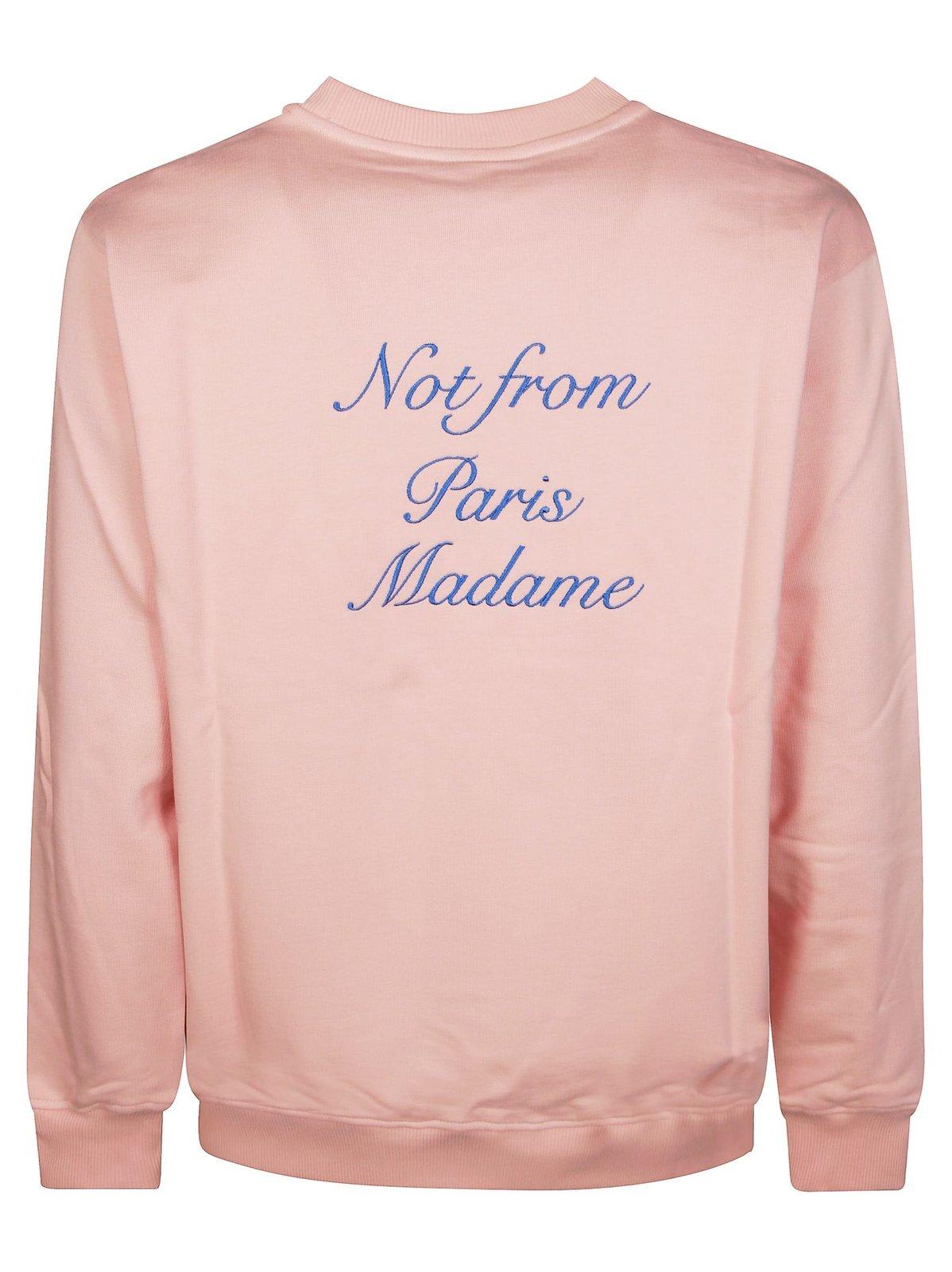 Drôle De Monsieur Cursive Slogan Embroidered Crew Neck Sweater